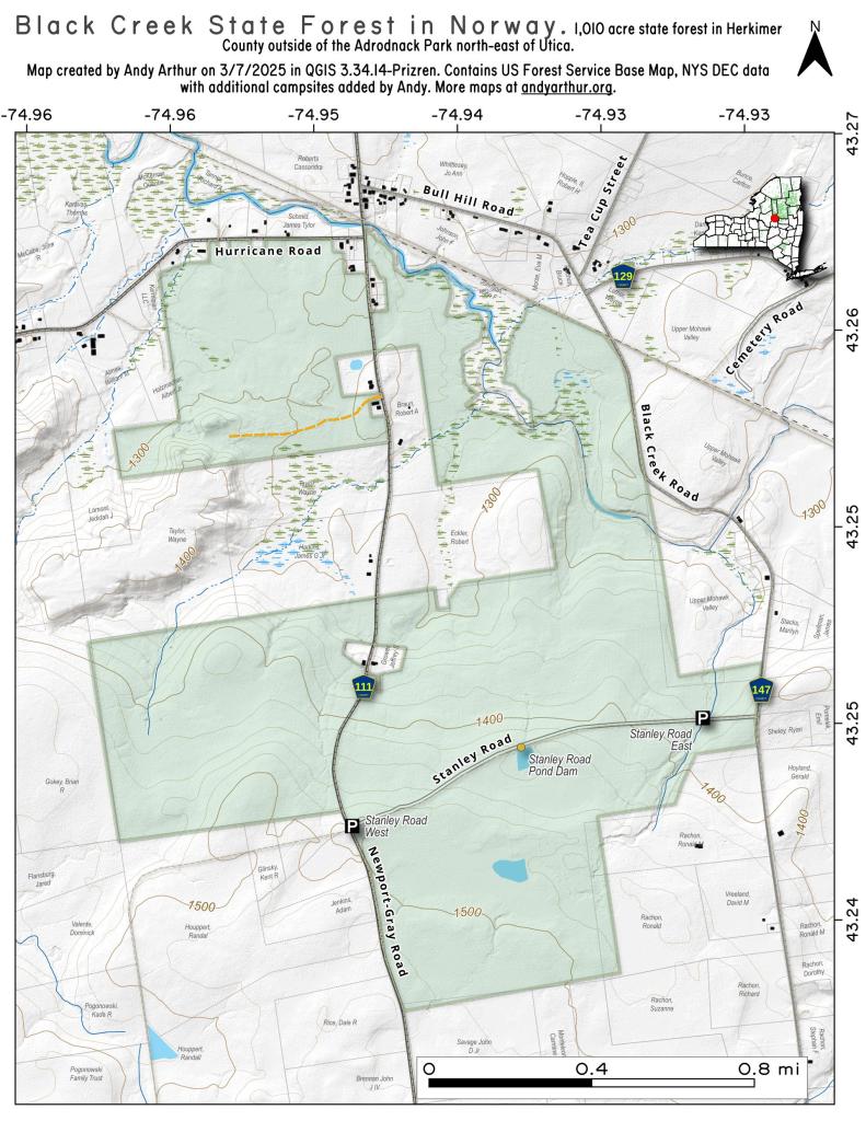 Map Black Creek State Forest In Norway Andy