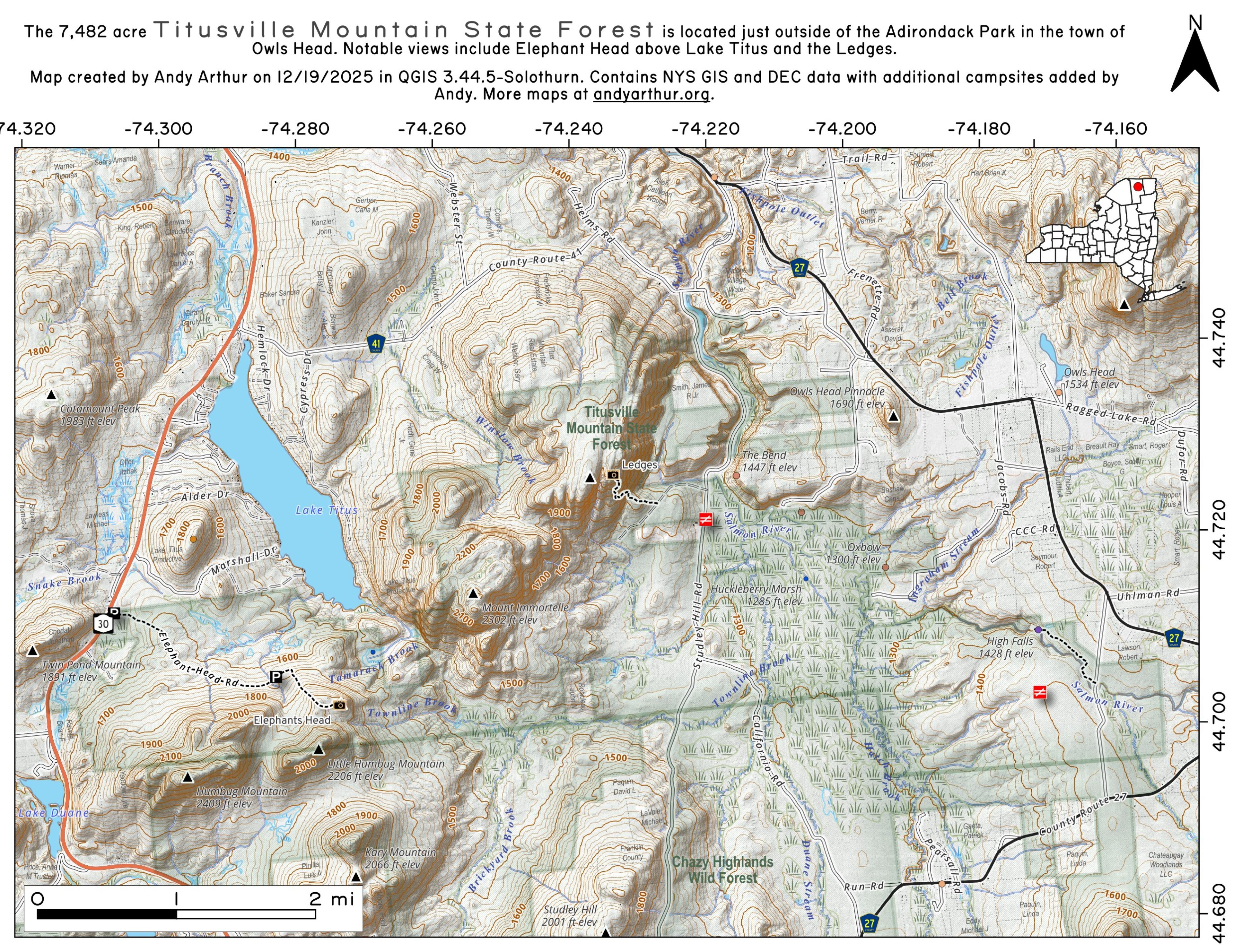 Map Titusville Mountain State Forest Andy