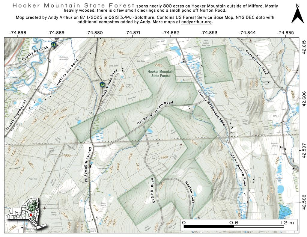 Map Hooker Mountain State Forest And WMA Andy