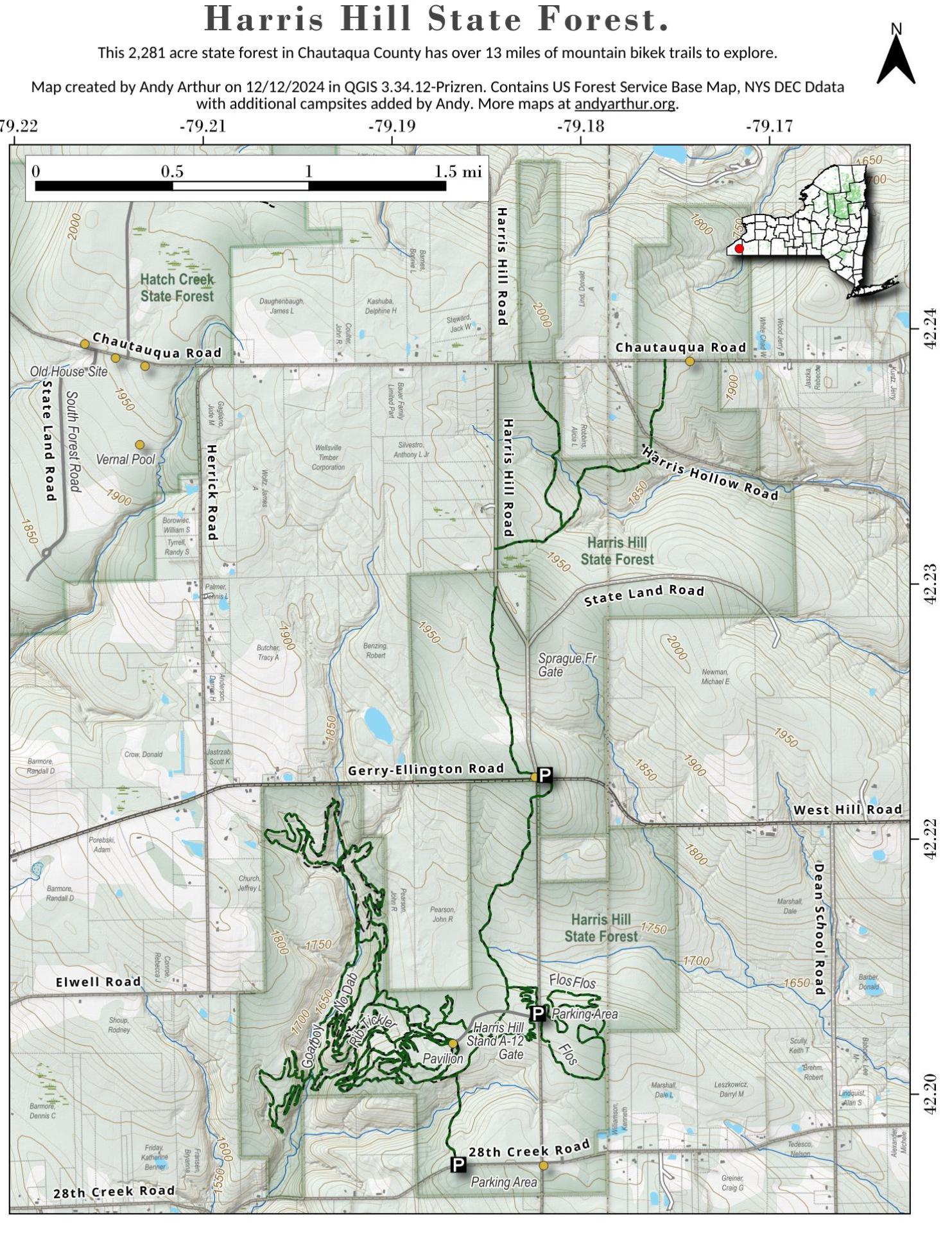 Map Harris Hill State Forest Andy