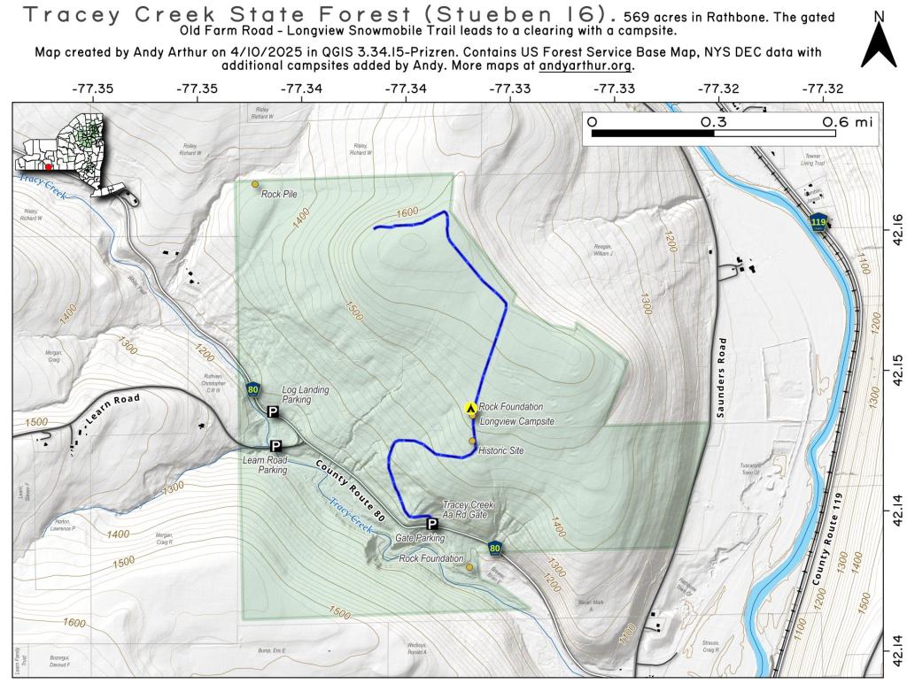 Map Tracy Creek State Forest (Steuben 16) Andy