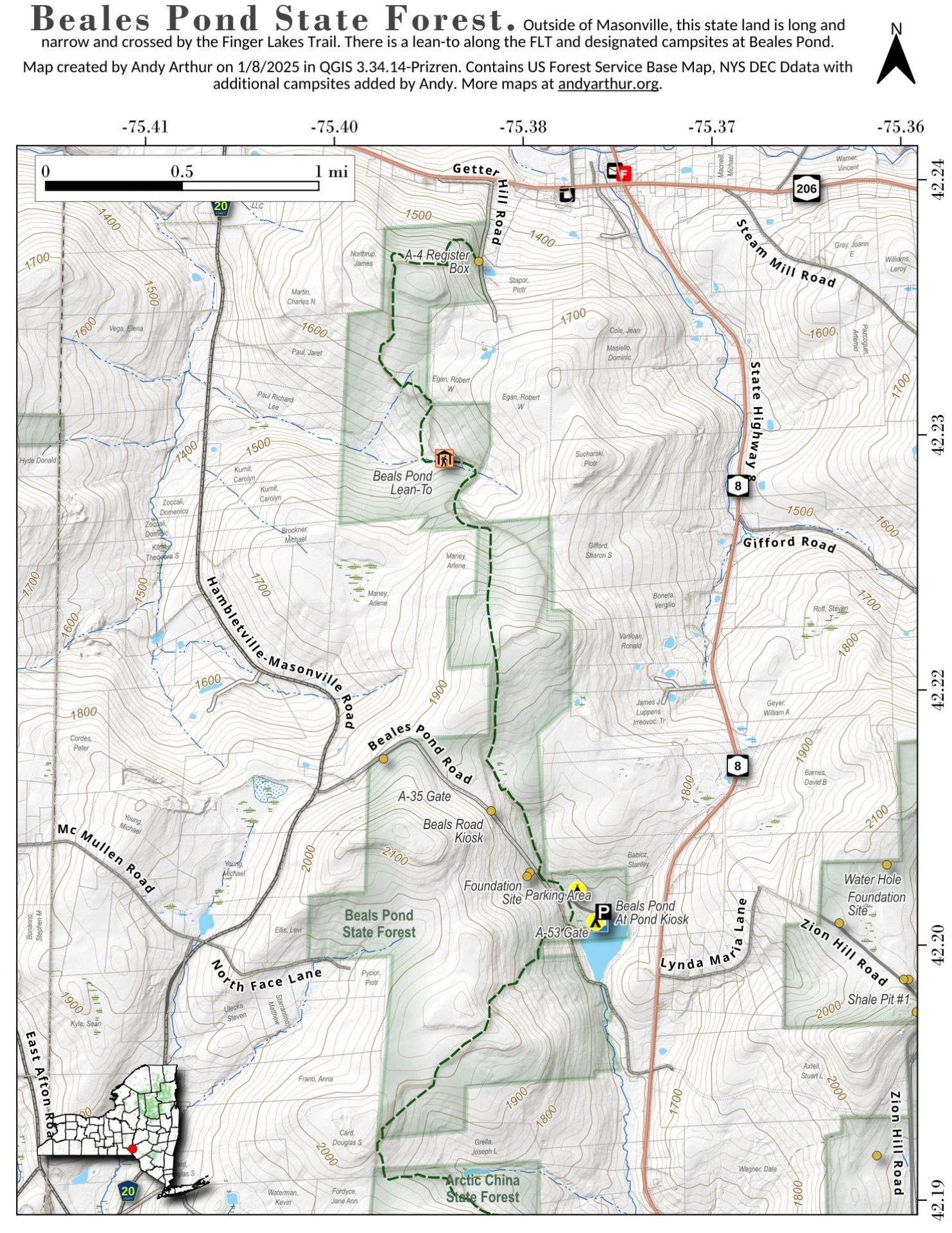 Map Beals Pond State Forest Andy