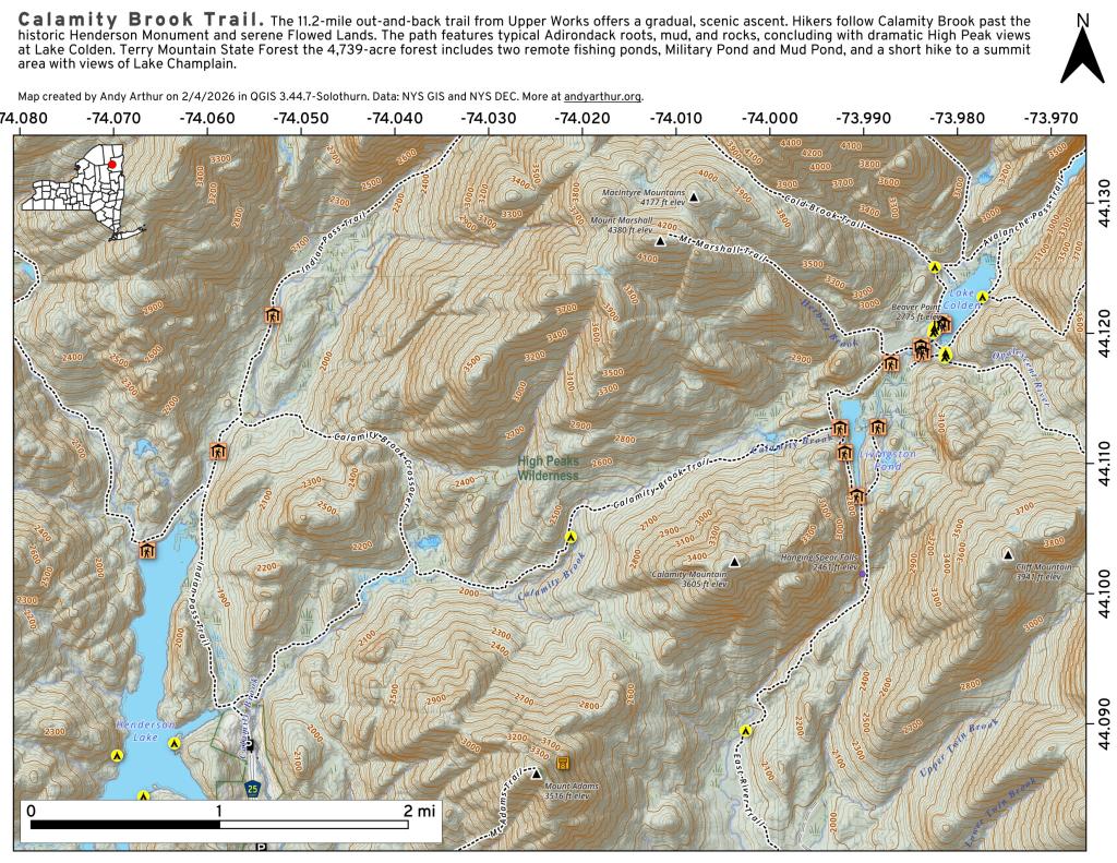 Adirondack High Peaks Map Pdf Map: Calamity Brook Trail | Andy Arthur.org
