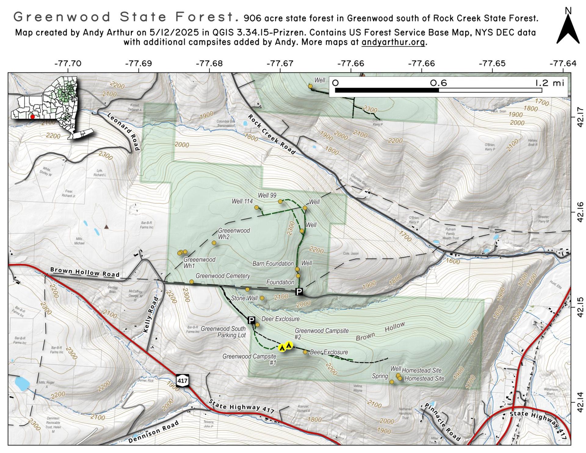 Map Greenwood State Forest Andy