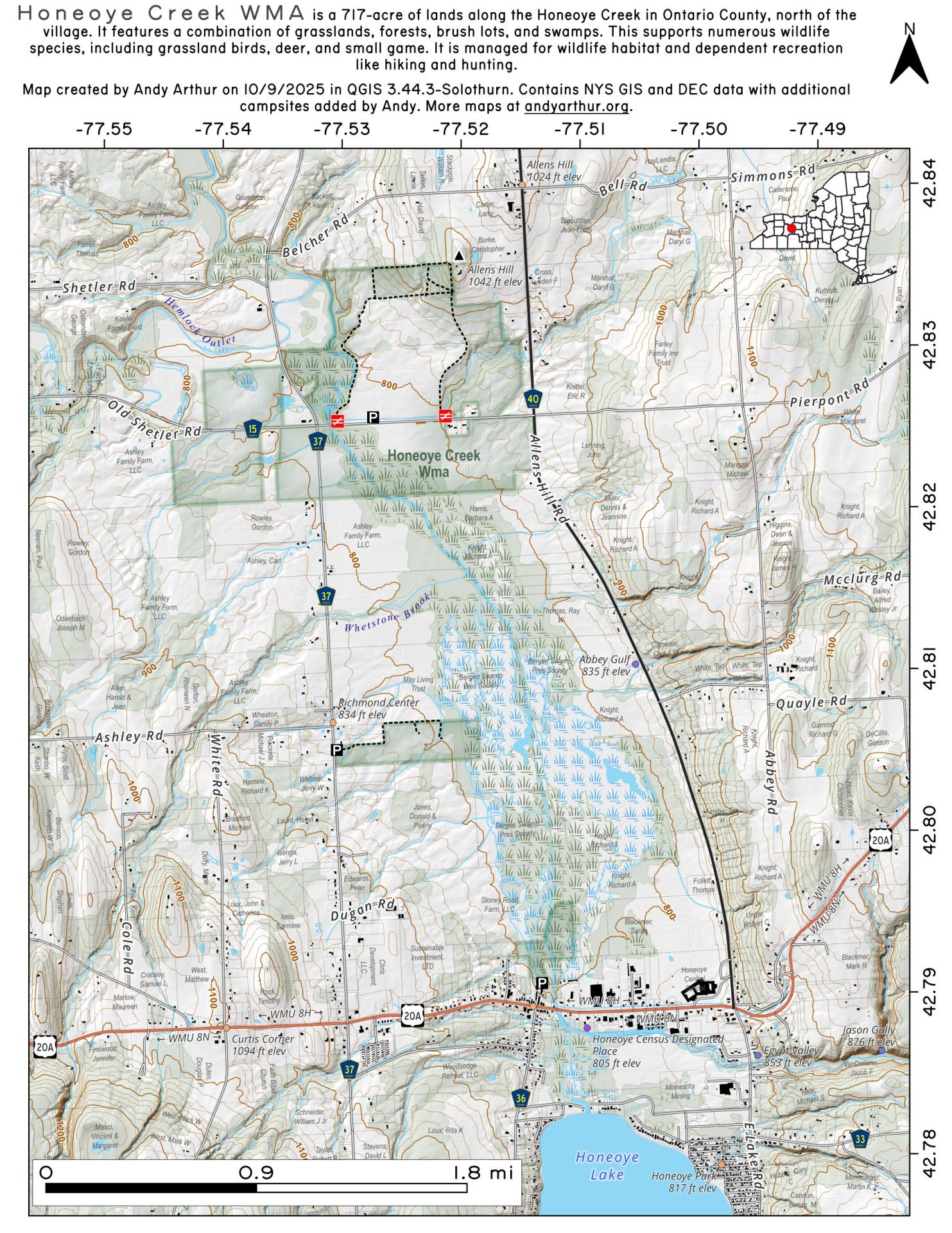 Map Honeoye Creek Wildlife Management Area Andy