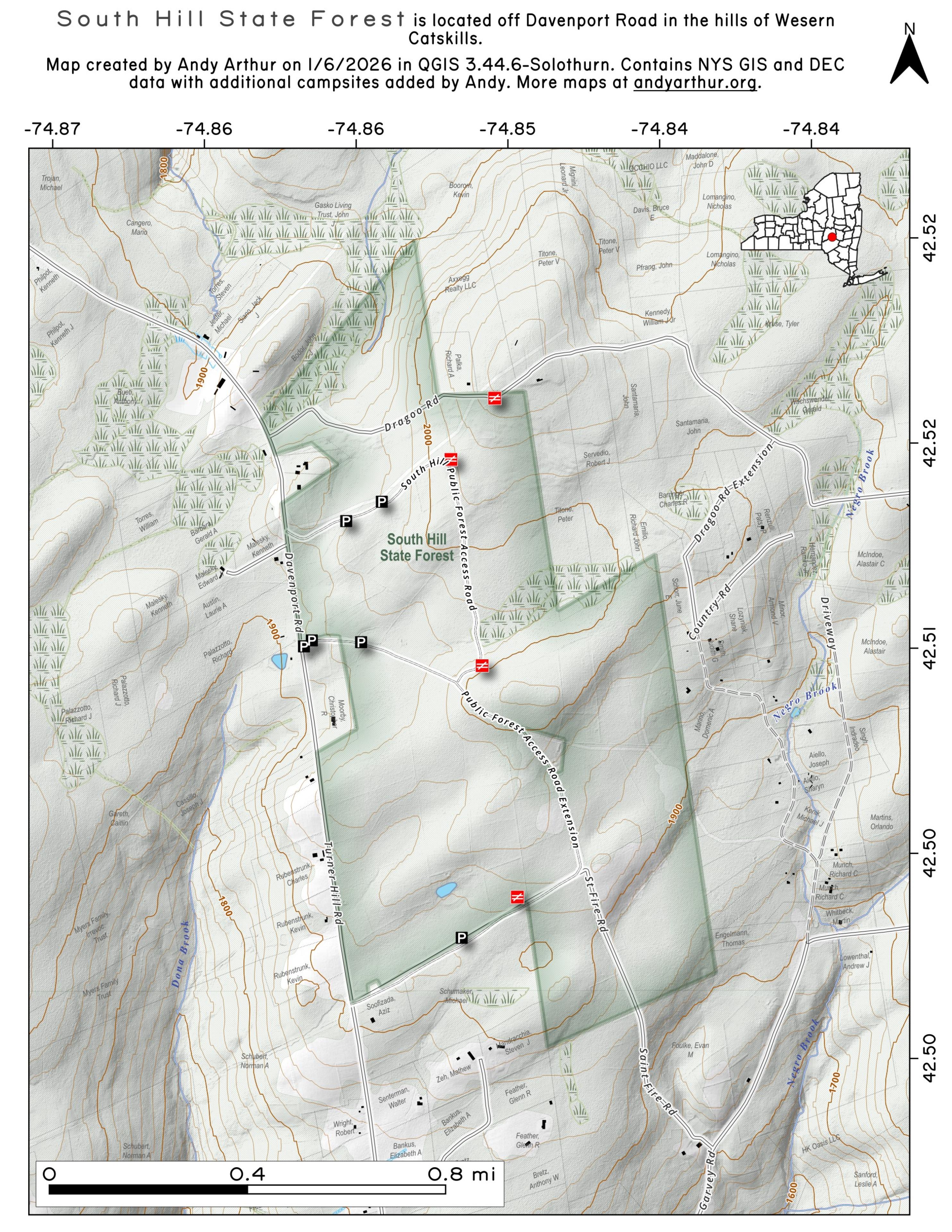 Map South Hill State Forest Andy