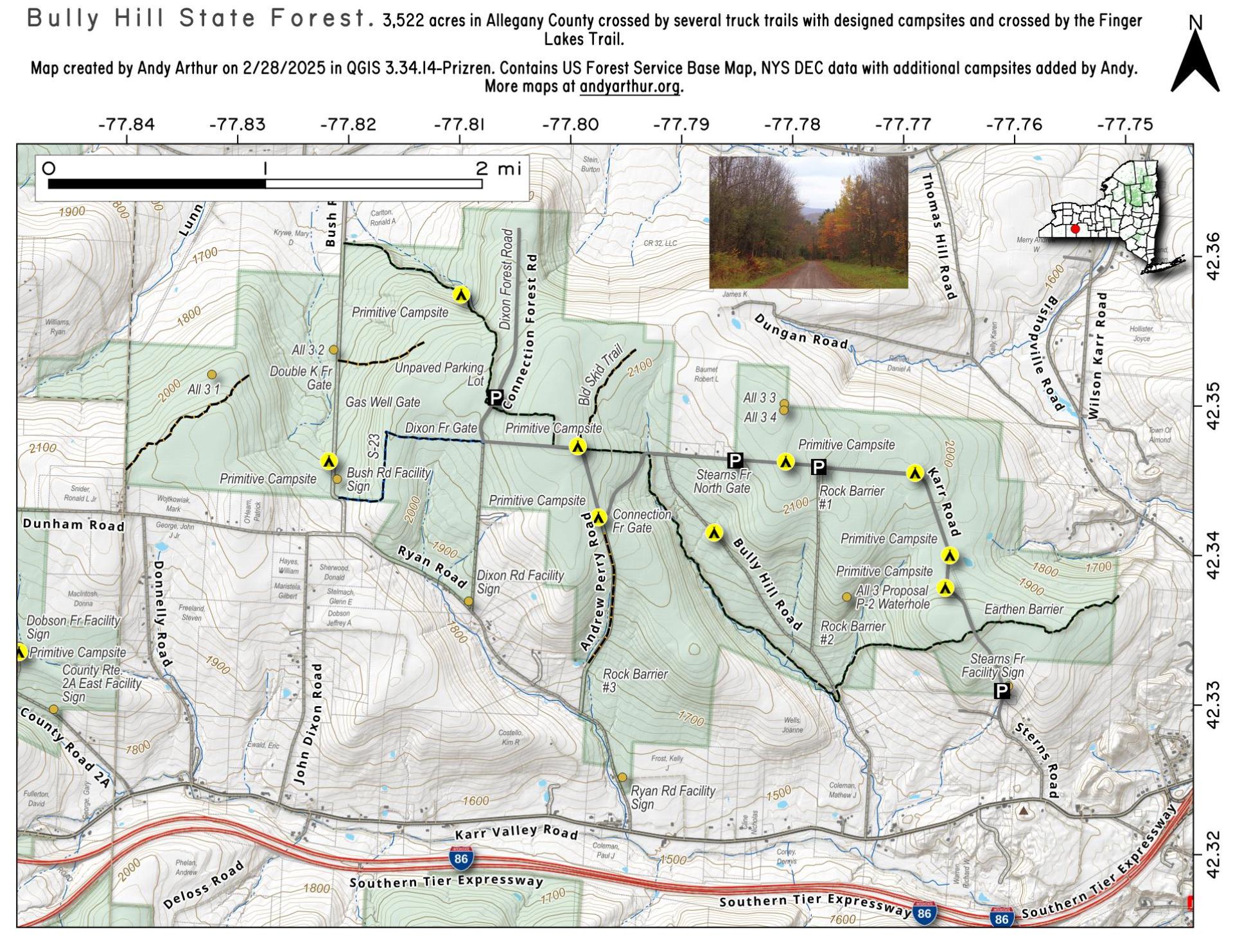 Map Bully Hill State Forest Andy
