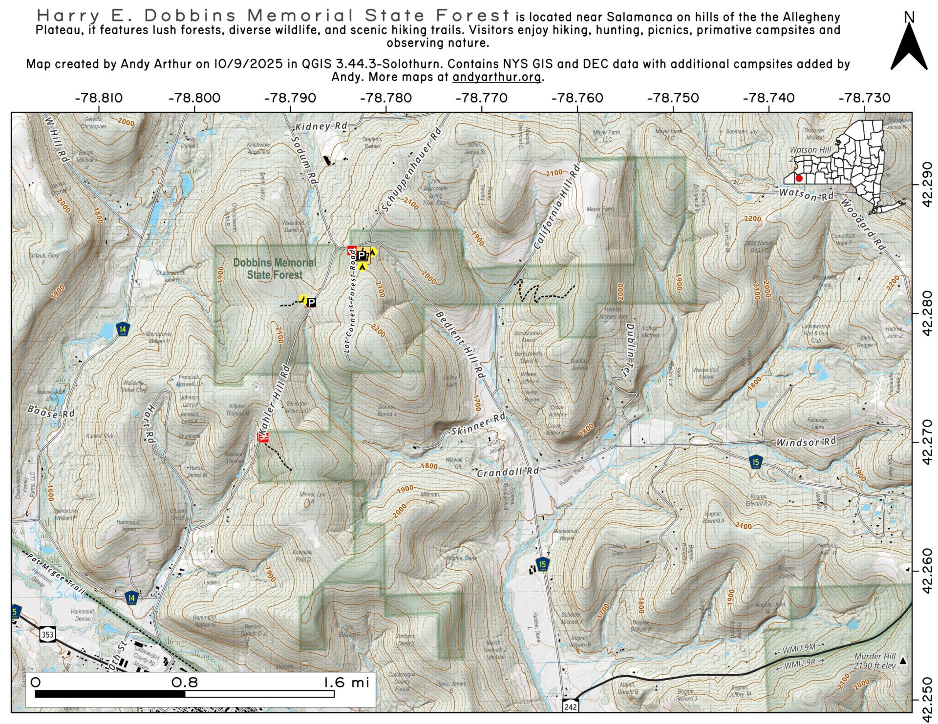 Map Dobbins Memorial State Forest Andy