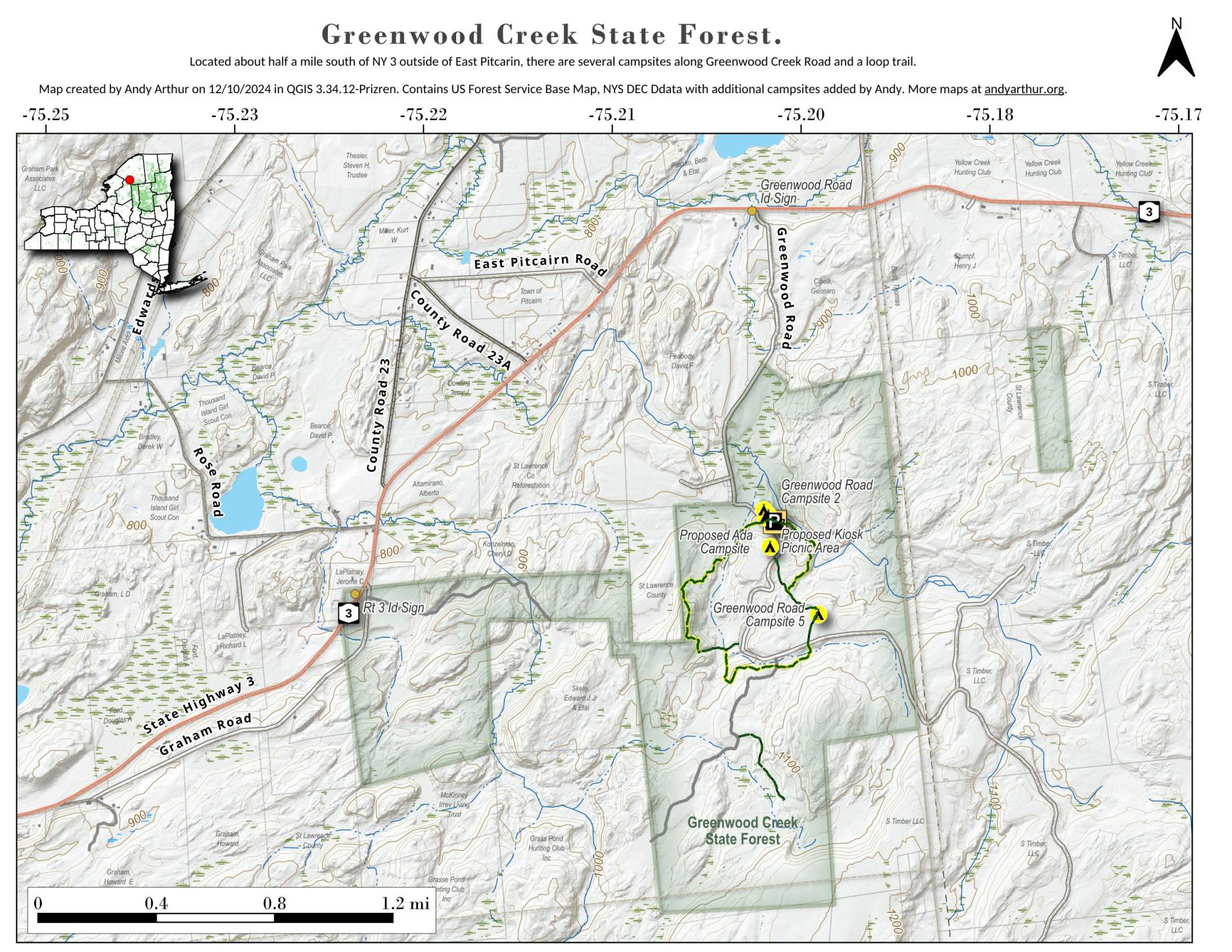 Map Greenwood Creek State Forest Andy