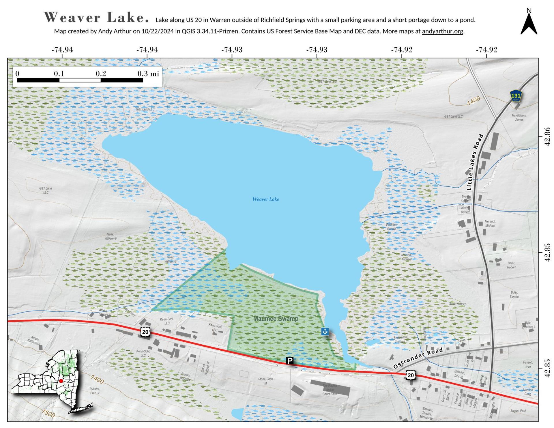 Map Weaver Lake Andy