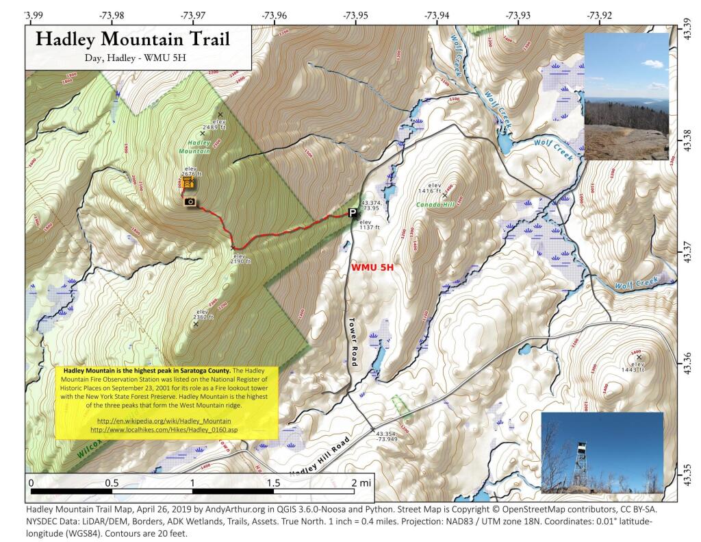 Map Hadley Mountain Trail Andy