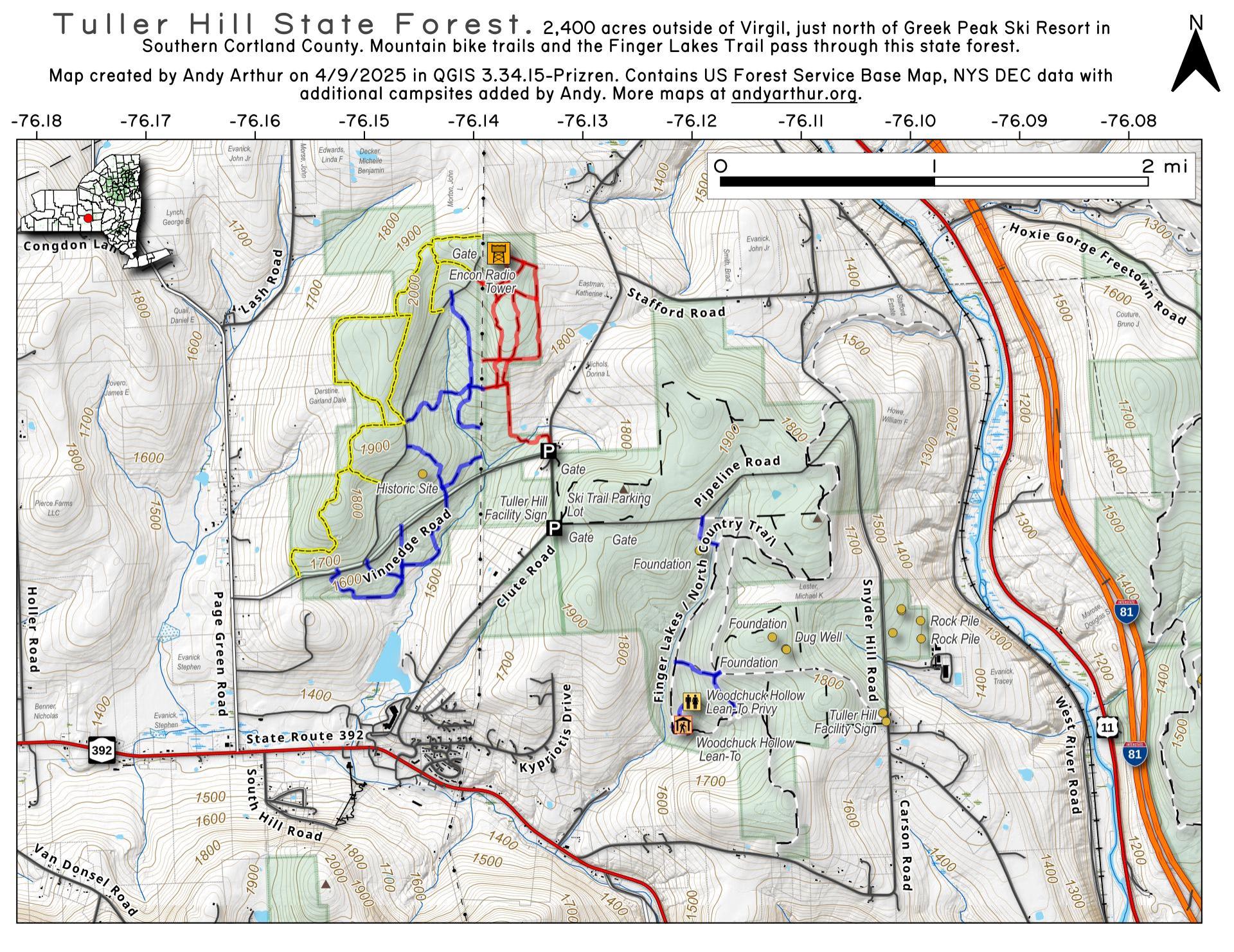 Map Tuller Hill State Forest Andy