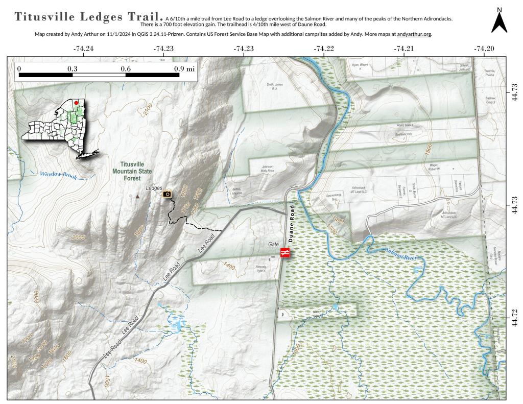 Map Titusville Ledges Trail Andy