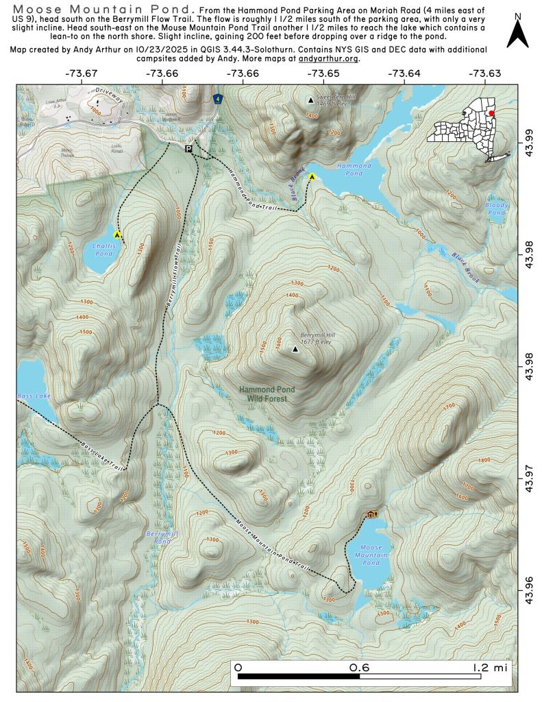 Map Moose Mountain Pond Andy