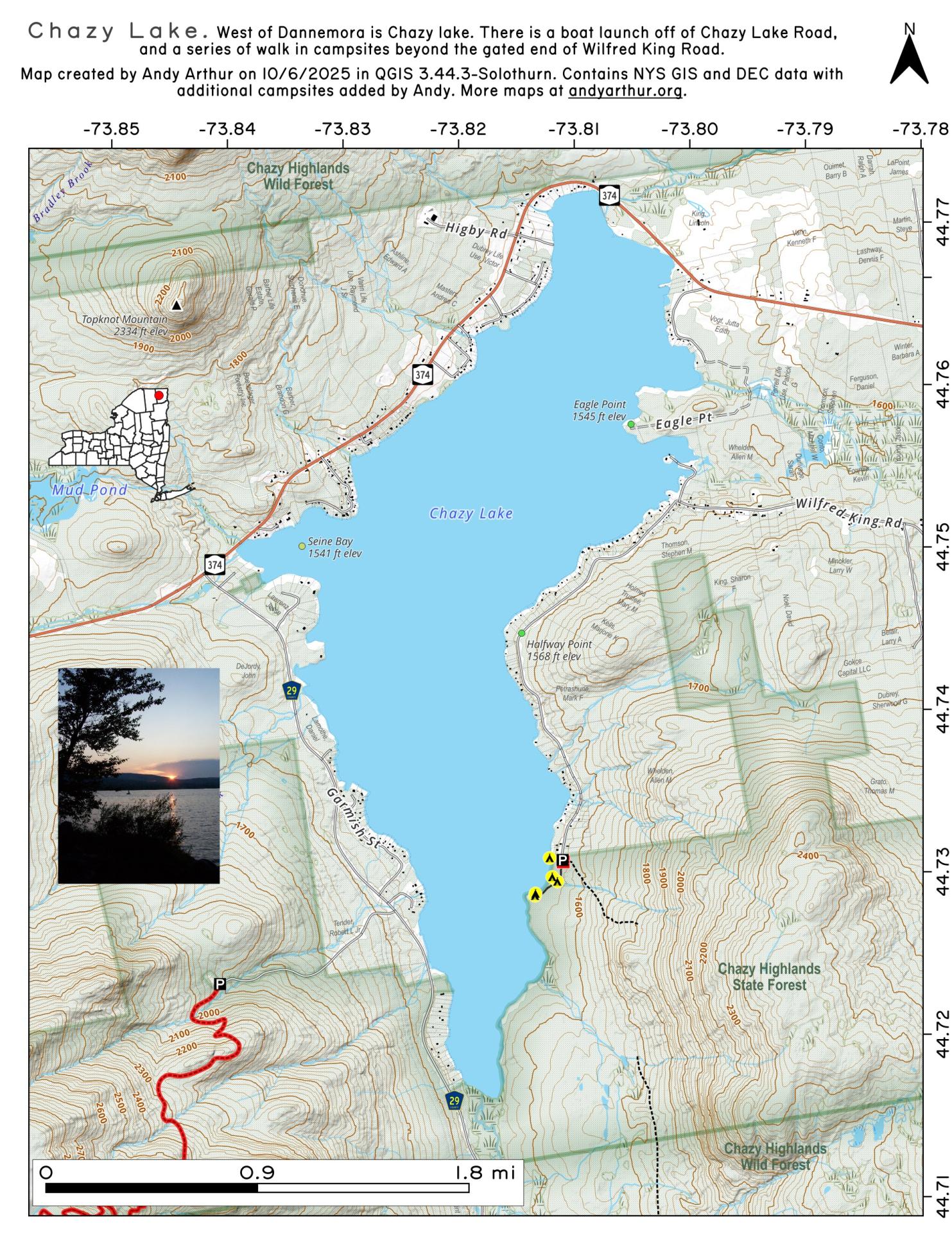 Map Chazy Lake Andy
