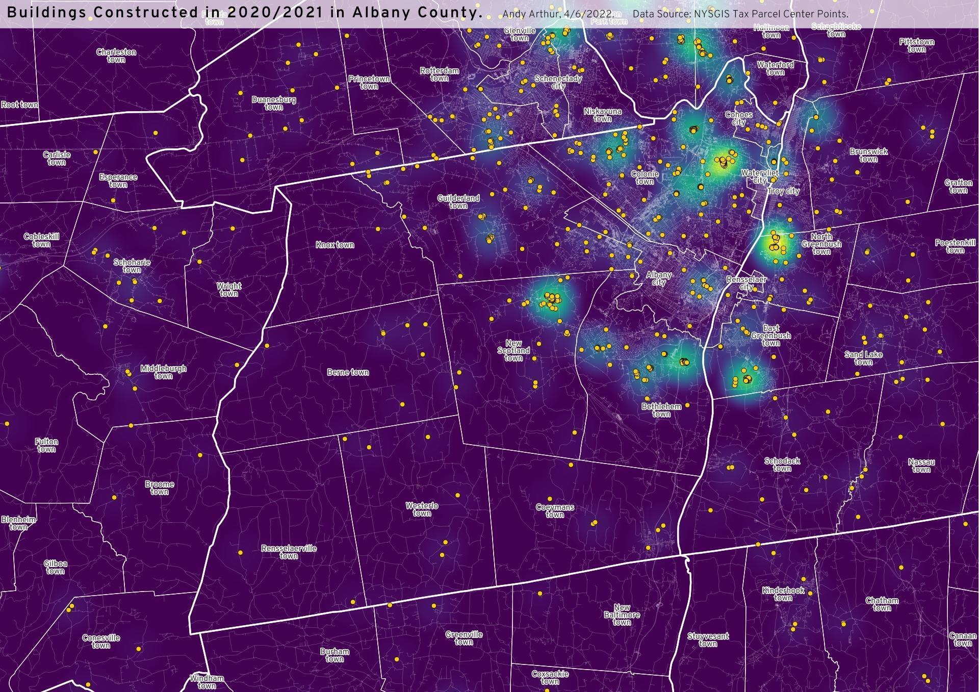 Thematic Map Buildings Constructed in Albany County, 202021 Andy