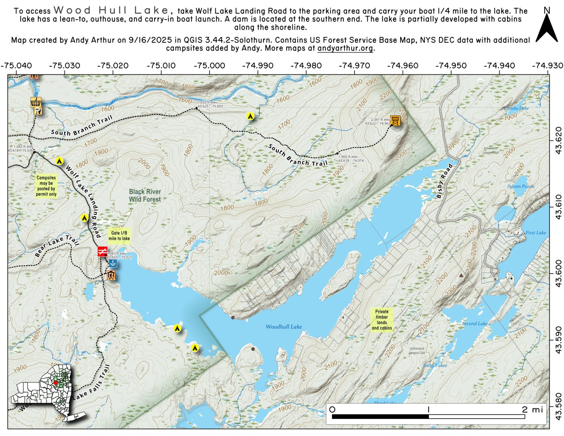 Map Woodhull Lake Andy