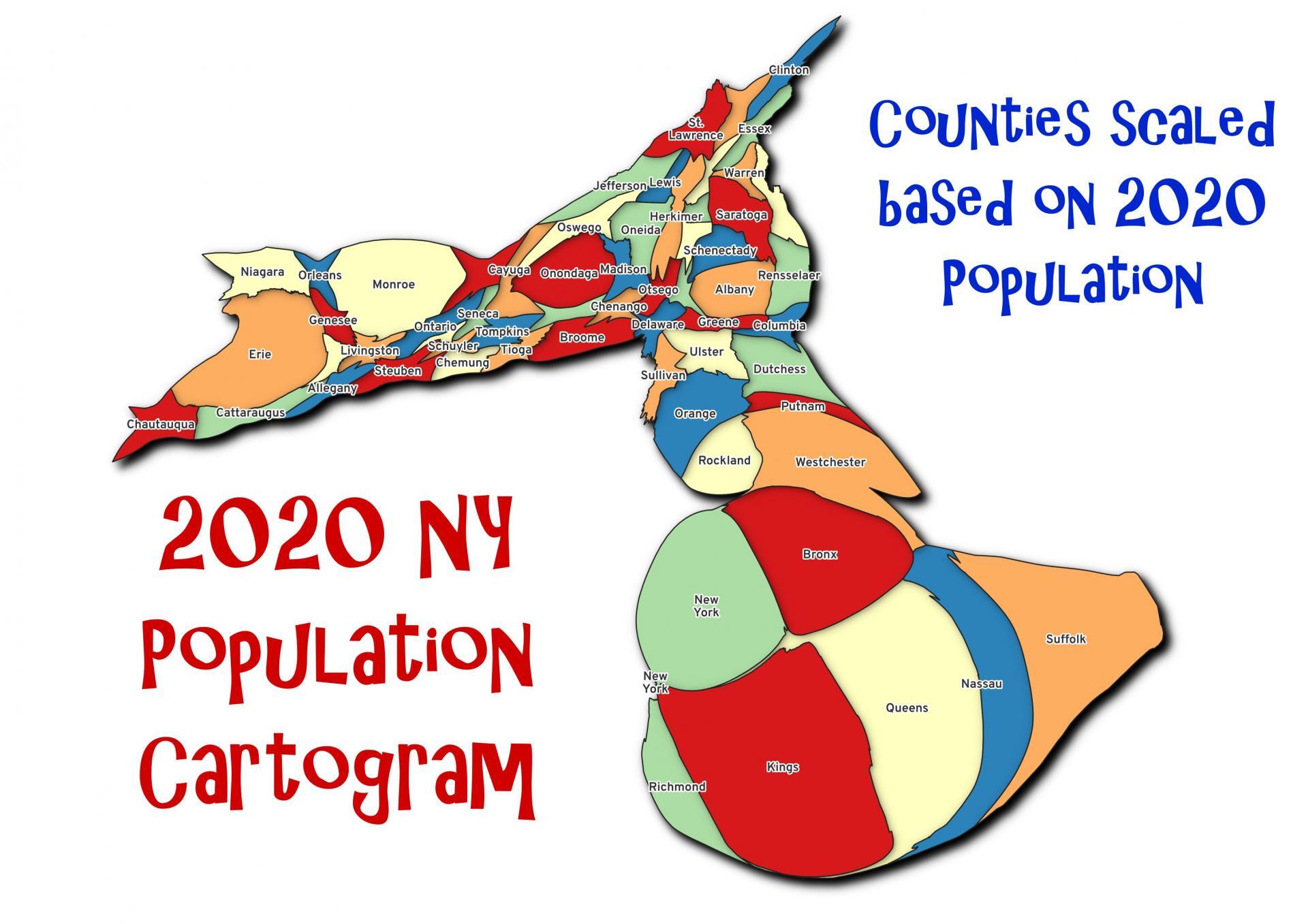 Thematic Map 2020 NY Population Cartogram Andy