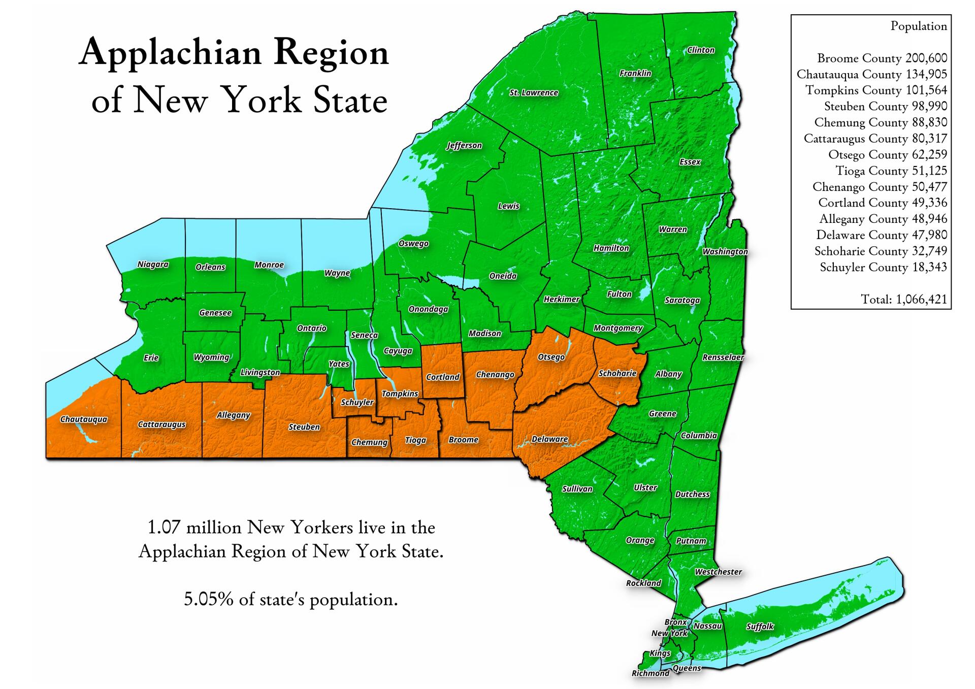 Map Applachian Region Of New York State Andy