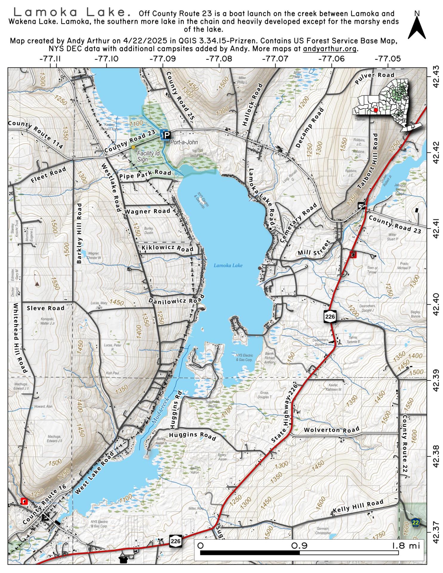 Map Lamoka Lake Andy
