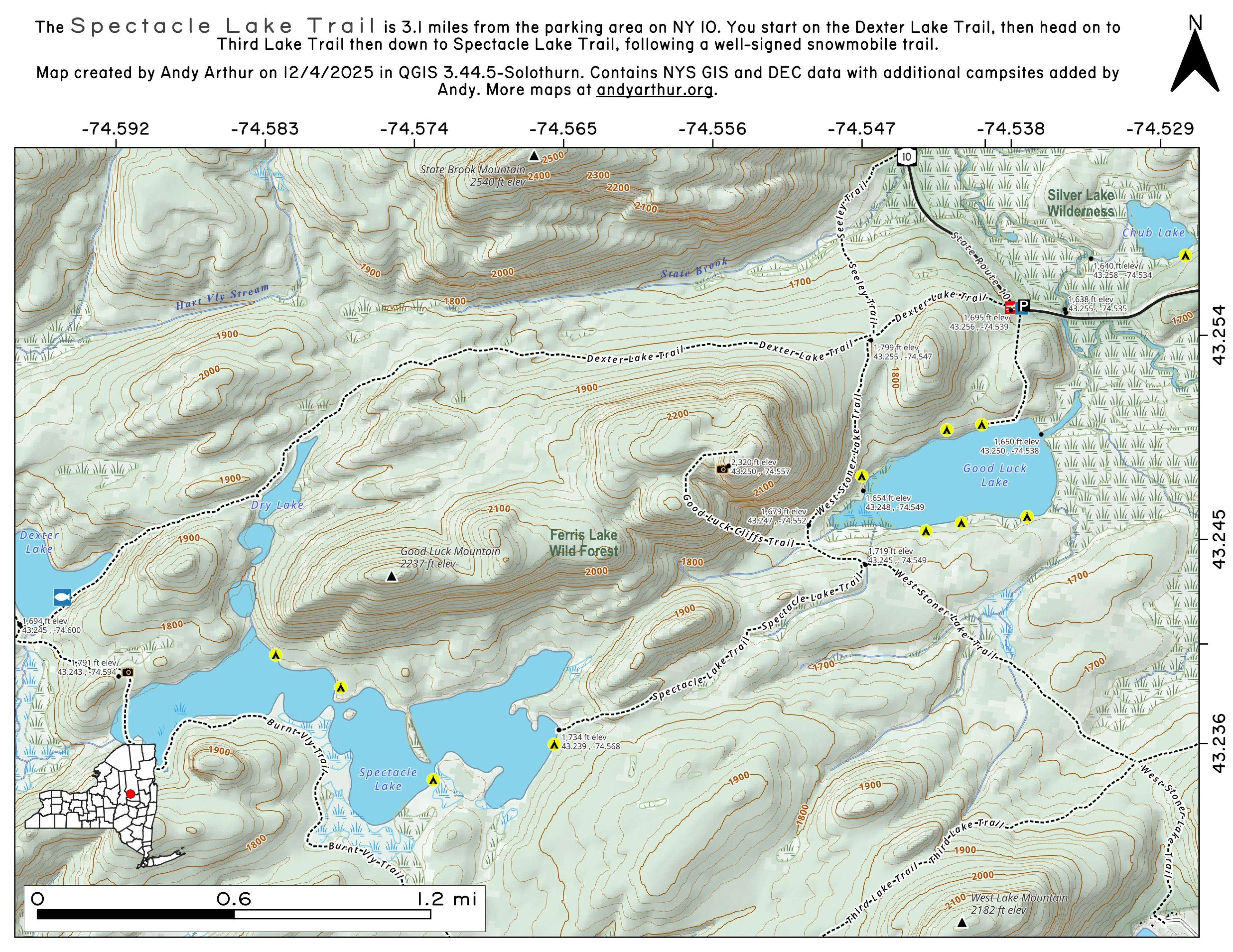 Map Spectacle Lake Trail Andy
