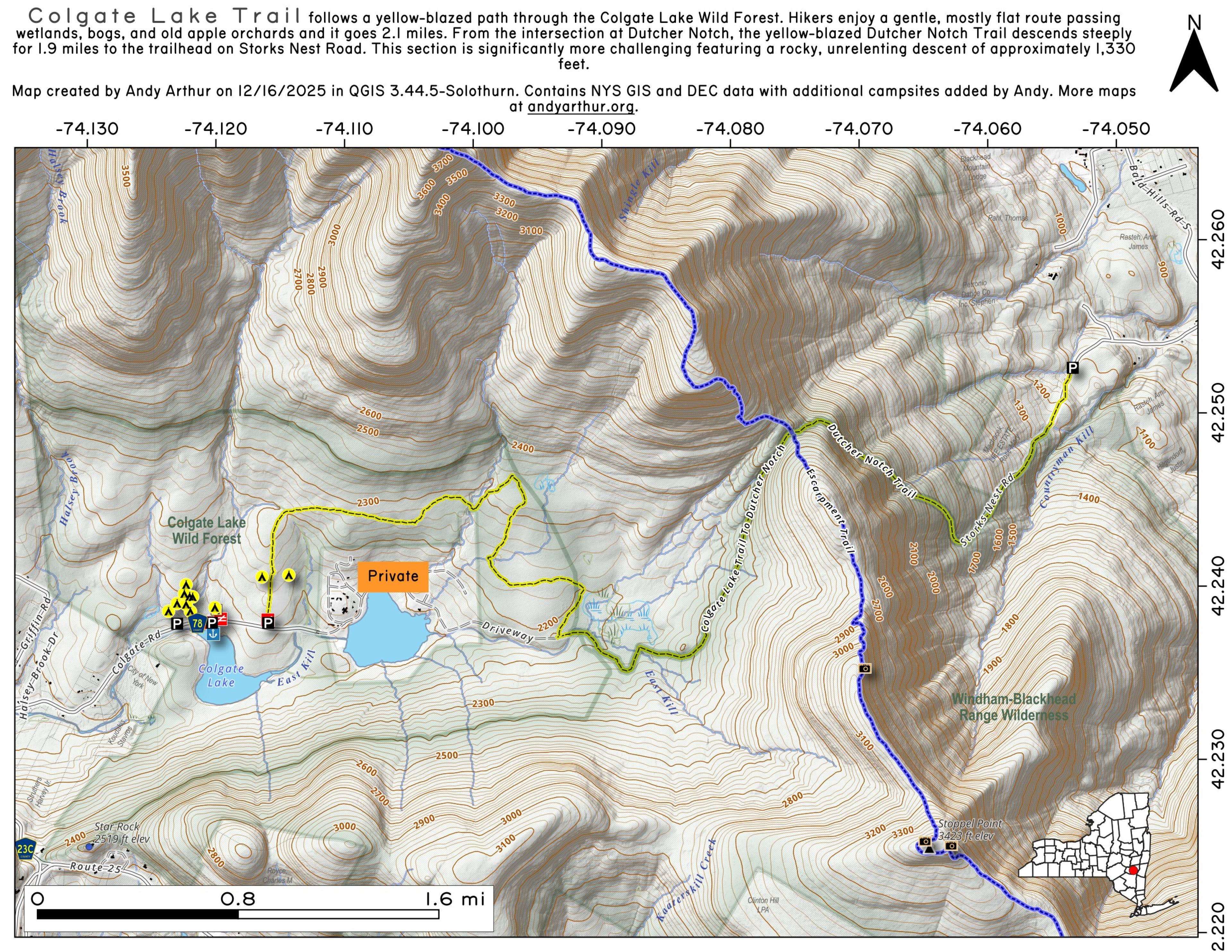 Map Colgate Lake Trail Andy