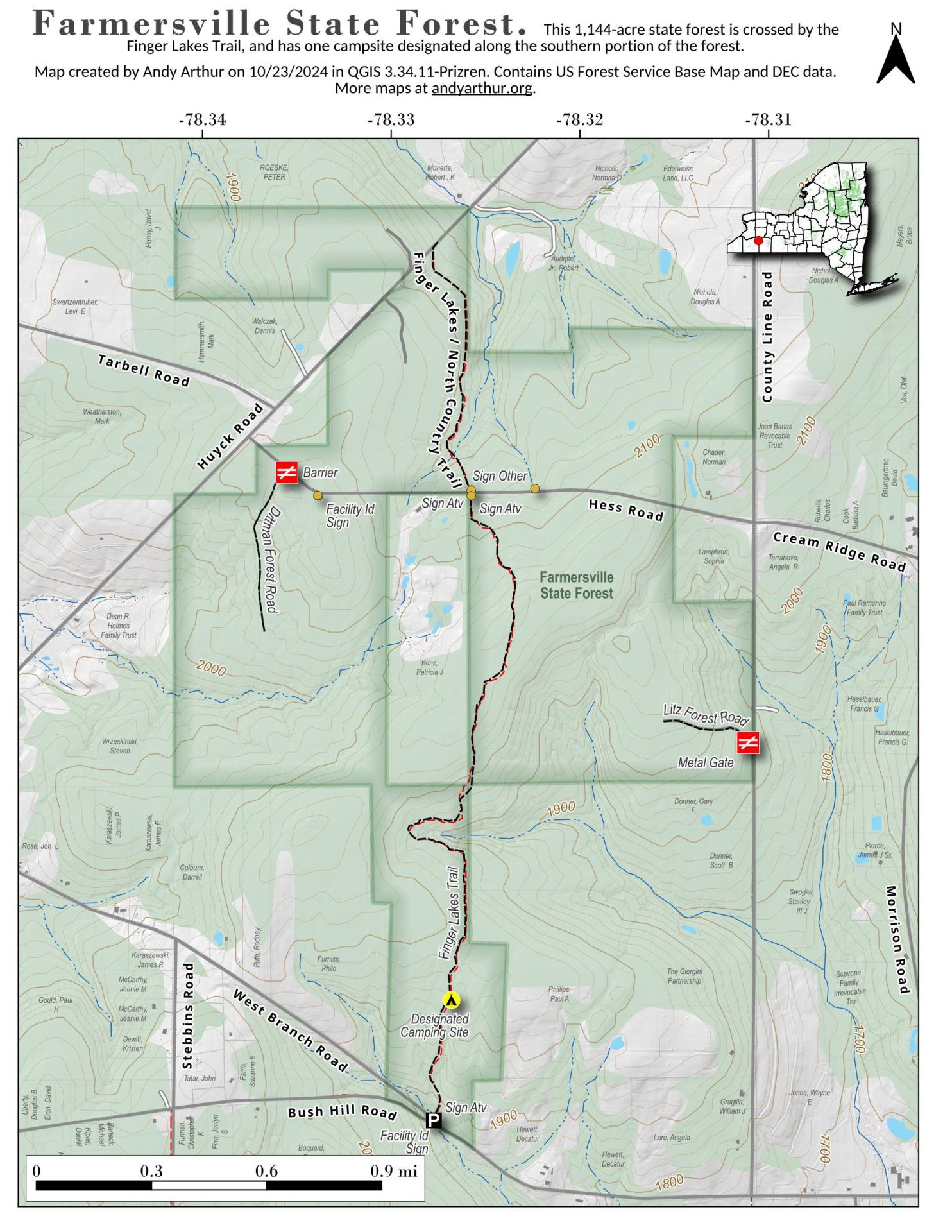 Map Farmersville State Forest Andy
