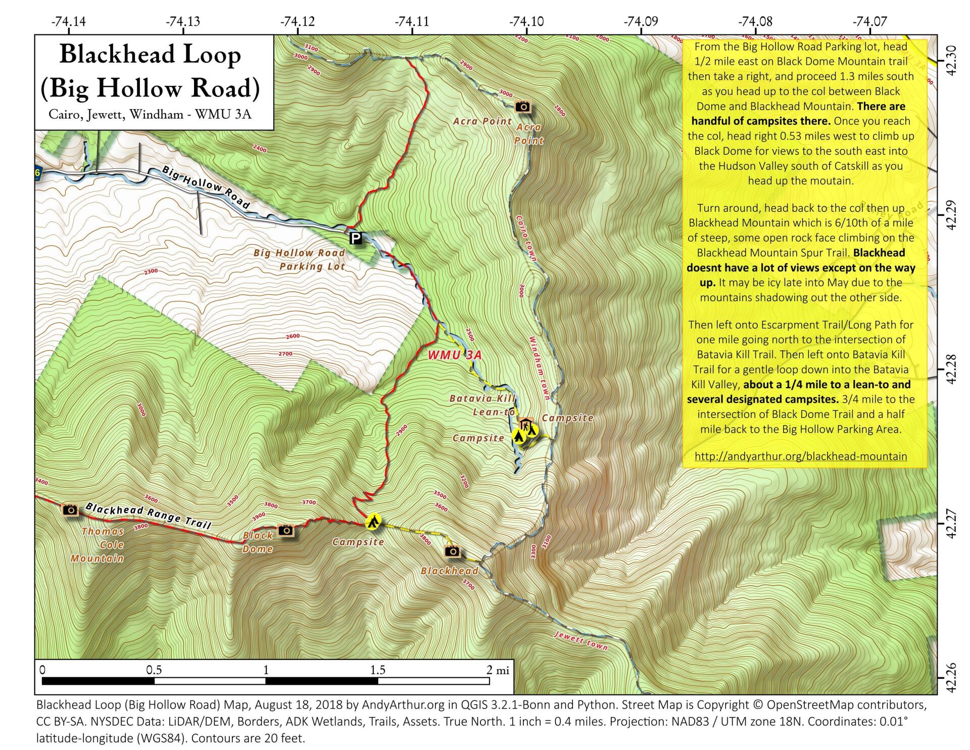 Map Blackhead Loop (Big Hollow Road) Andy
