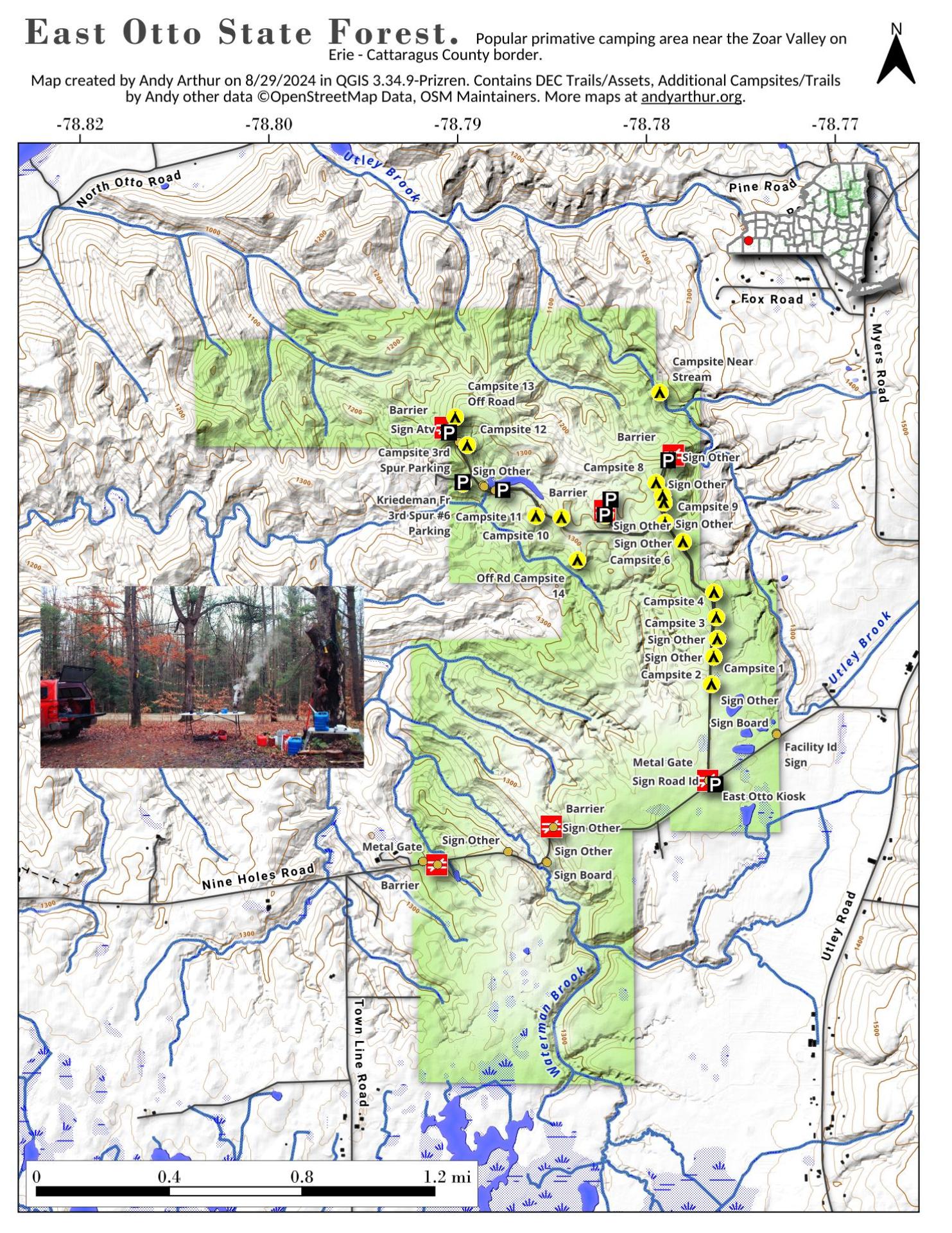 Map East Otto State Forest Andy