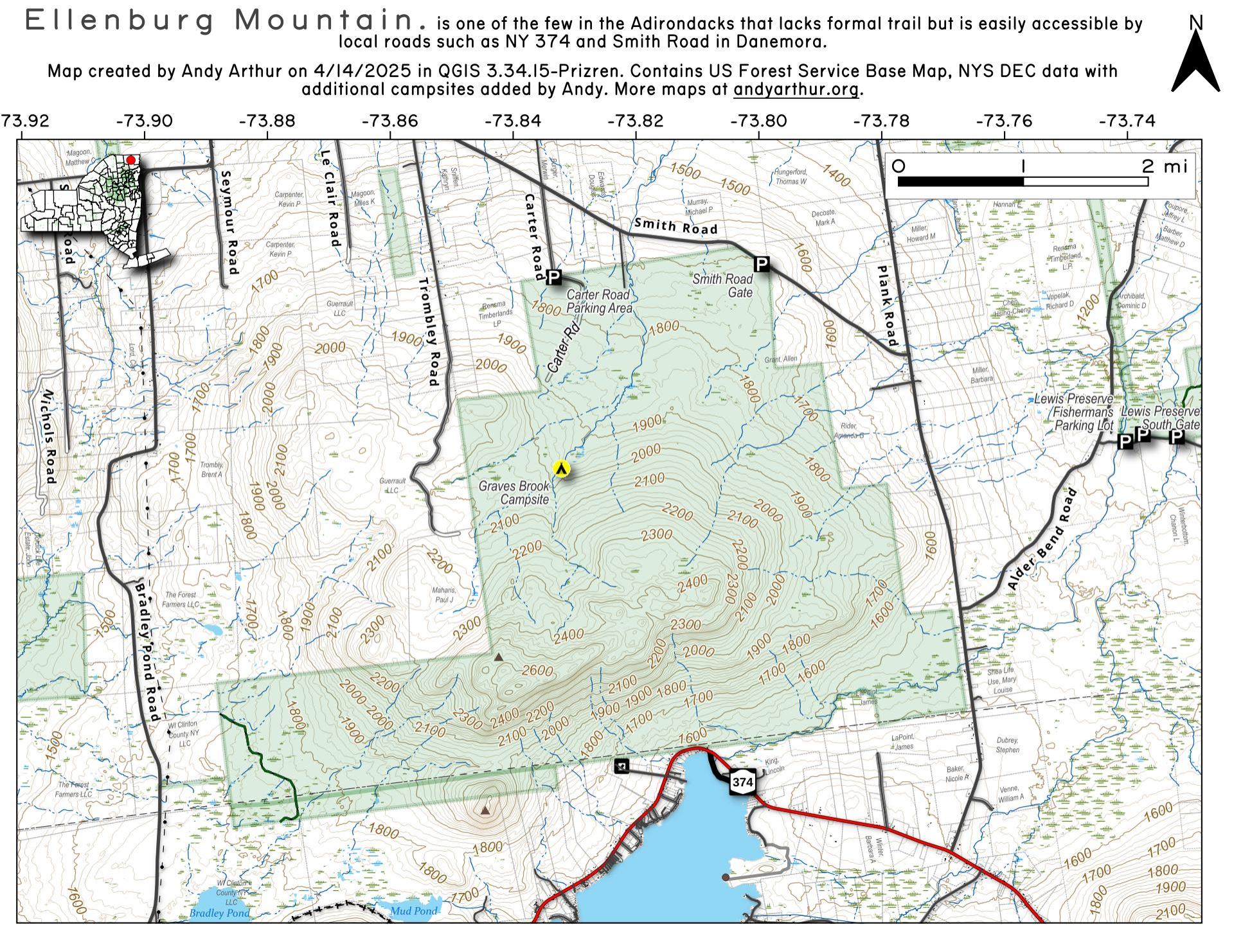 Map Ellenburg Mountain Andy