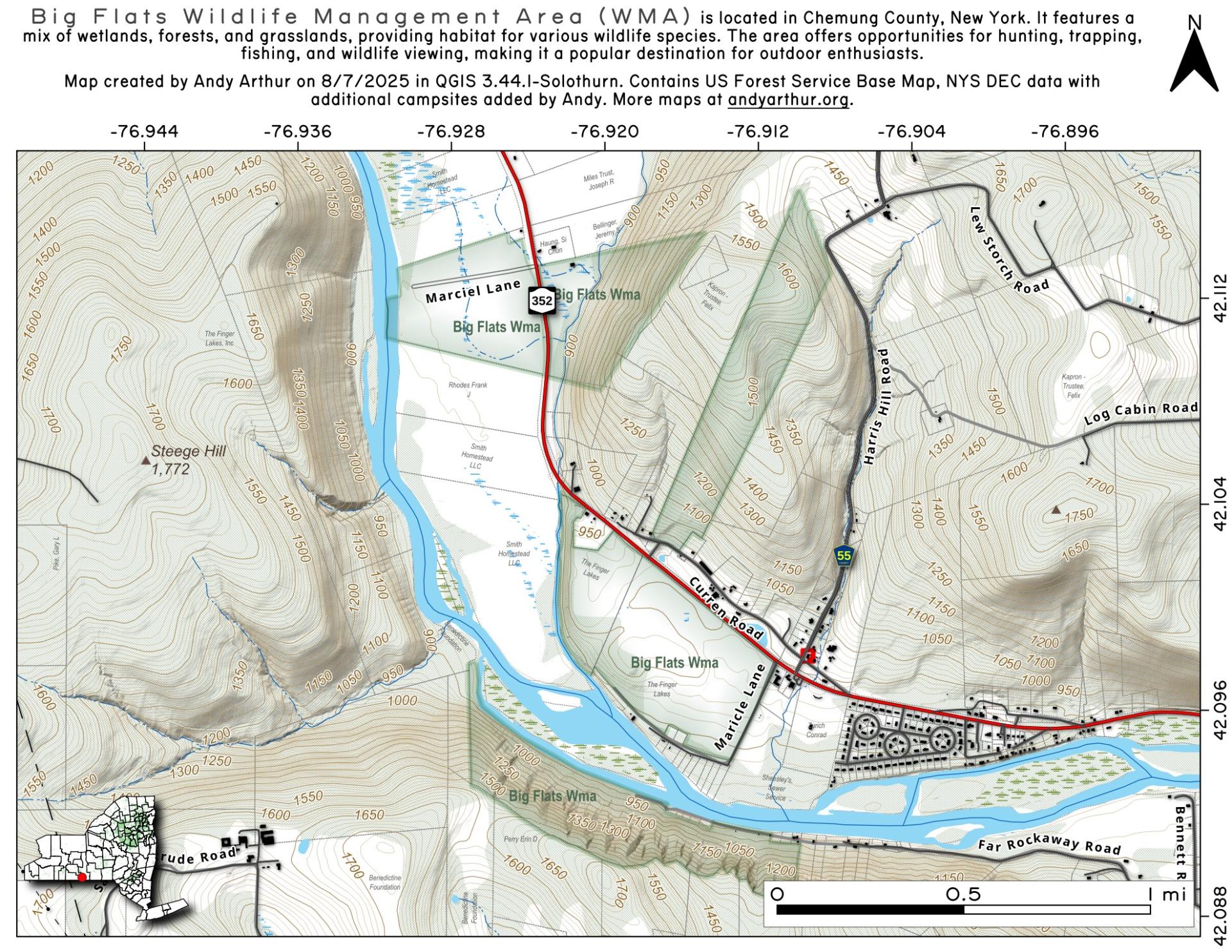 Map Big Flats Wildlife Management Area Andy