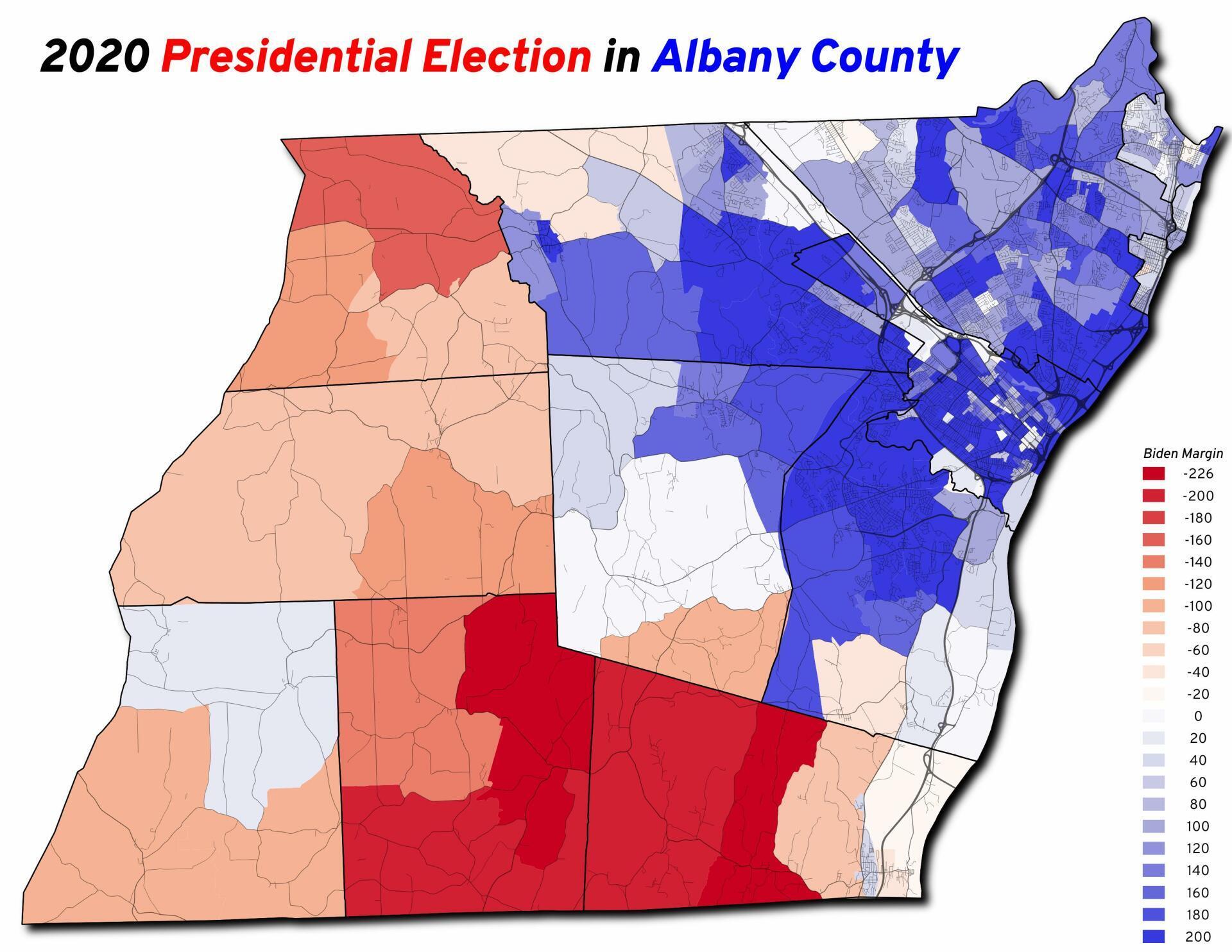 Thematic Map 2020 Presidential Election in Albany County Andy