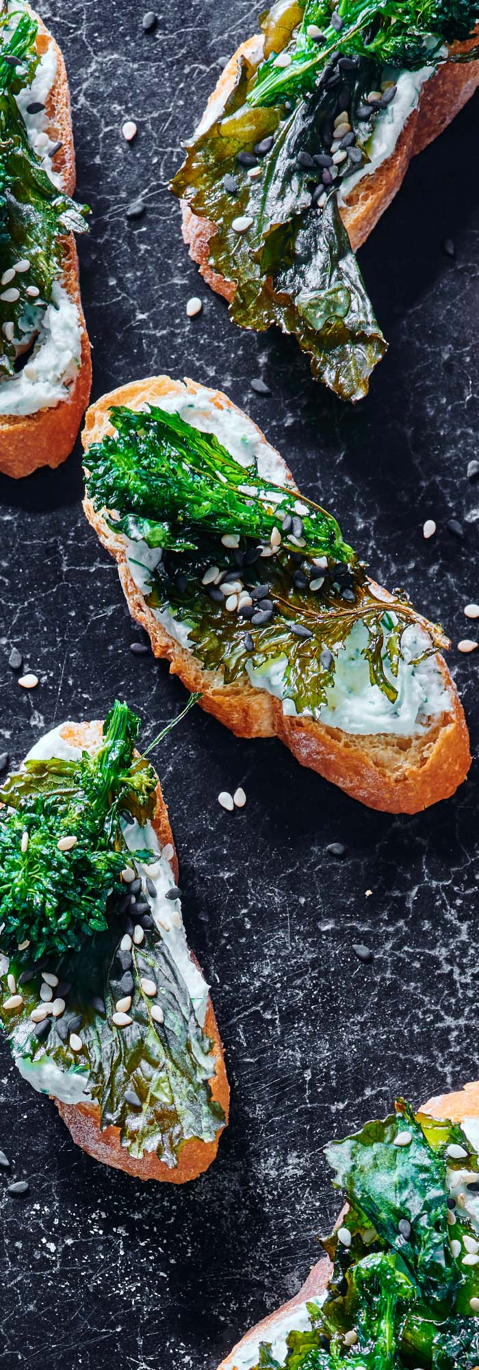 Sesame Broccoli Rabe Crostini Andy Boy
