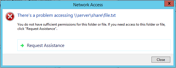 Windows Server Create mail/ticket from access denied message with