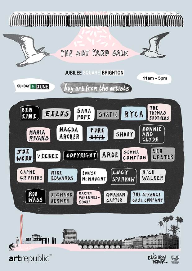 Art Yard Sale Sunday 5th June from 11am. Jubilee Square, Brighton