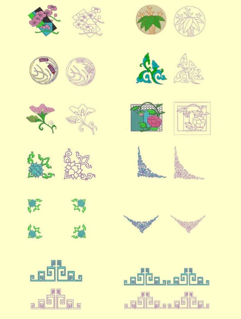 Asian 1 Embroidery & Sashiko Designs in Multiple Sizes