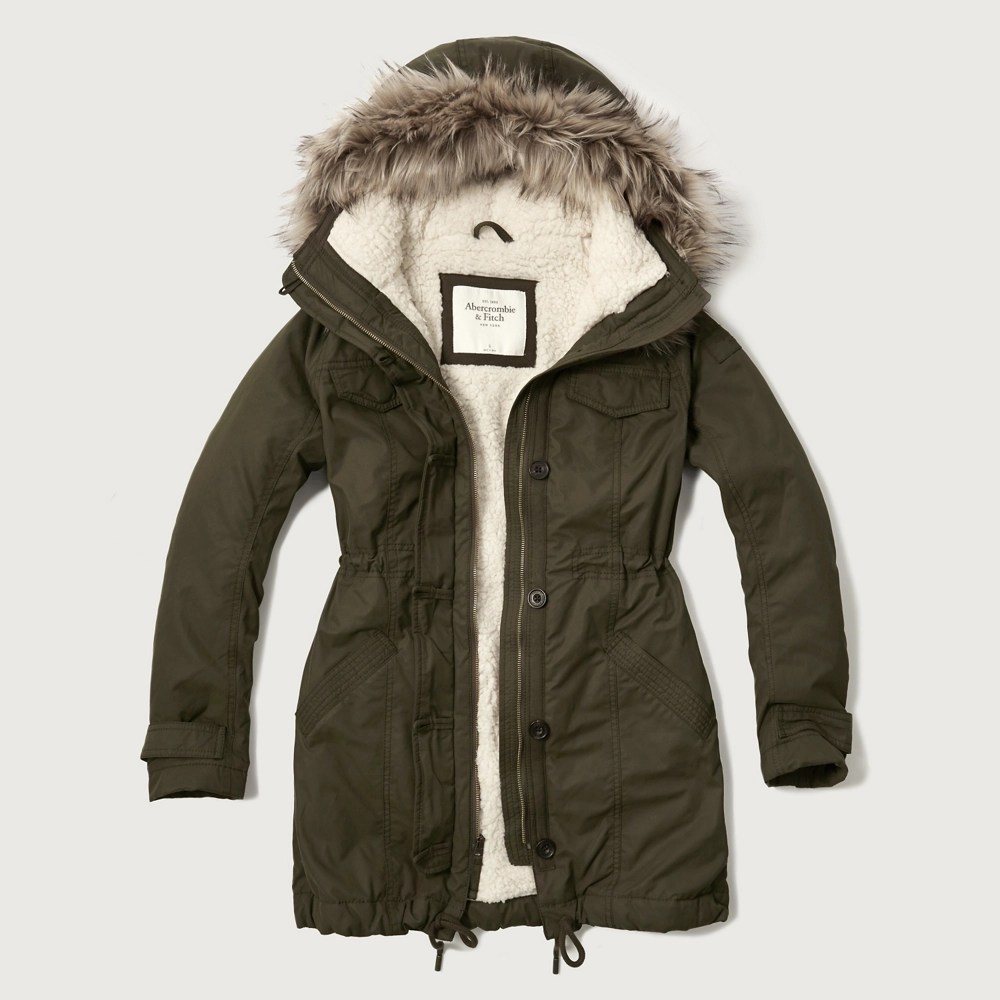 Womens A&F Sherpa Lined Military Parka Womens New Arrivals