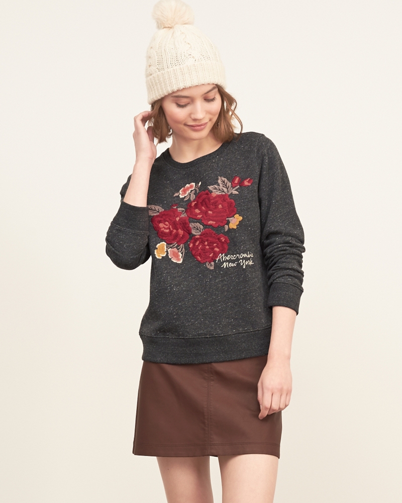 Womens Embroidered Graphic Sweatshirt