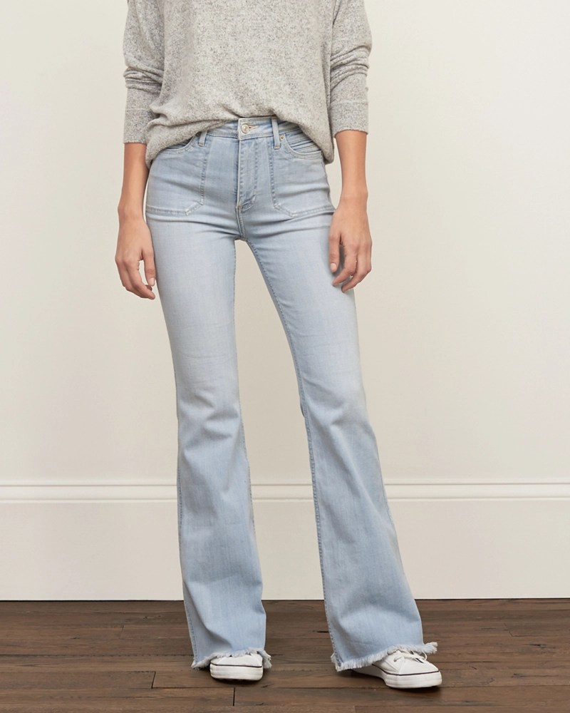 Womens High Rise Flare Jeans Womens Bottoms