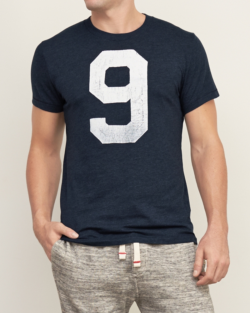 Mens Distressed Number Graphic Tee Mens Clearance