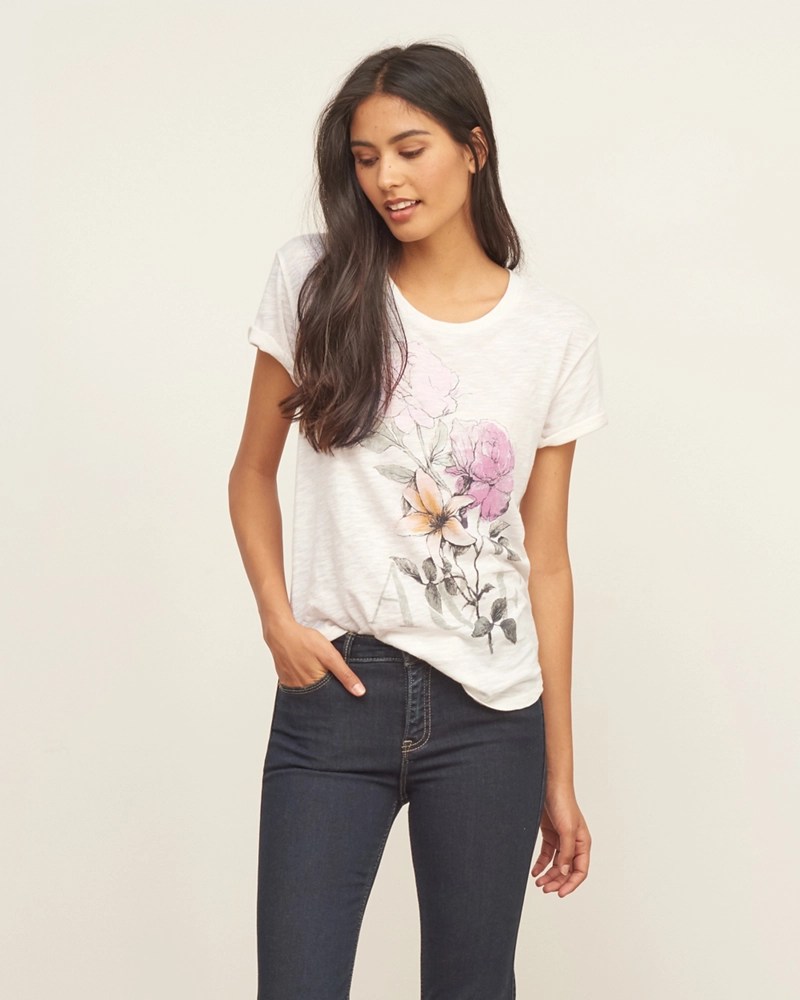 Womens Floral Logo Graphic Tee Womens Graphic Tees