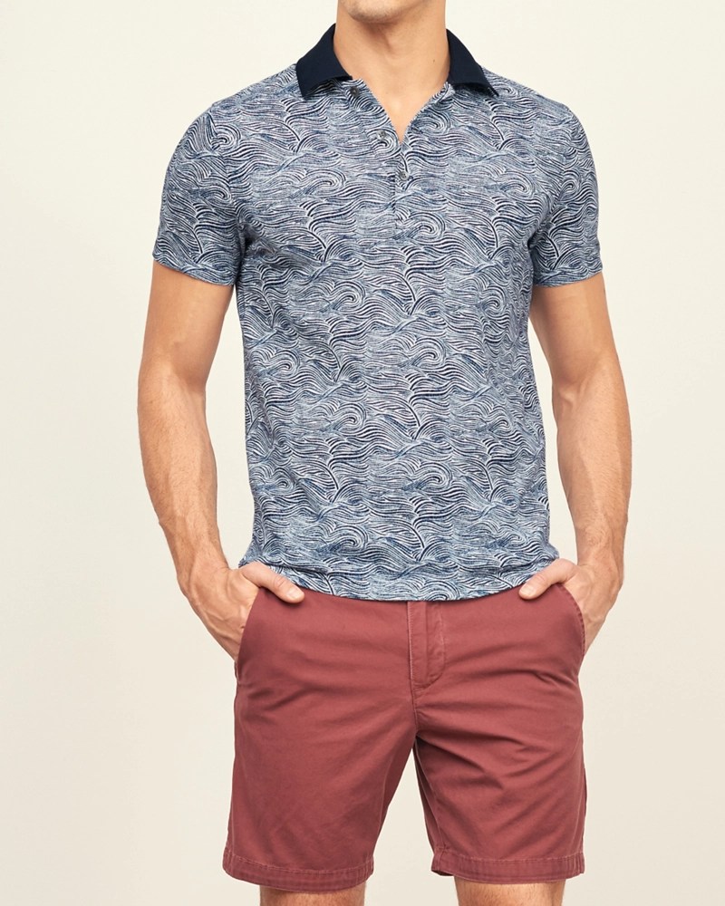 Mens Patterned Polo Shirt Mens Tops