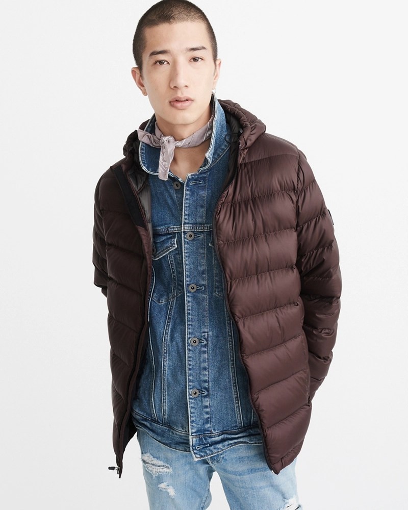 Mens Lightweight Hooded Puffer Jacket Mens MidSeason Sale