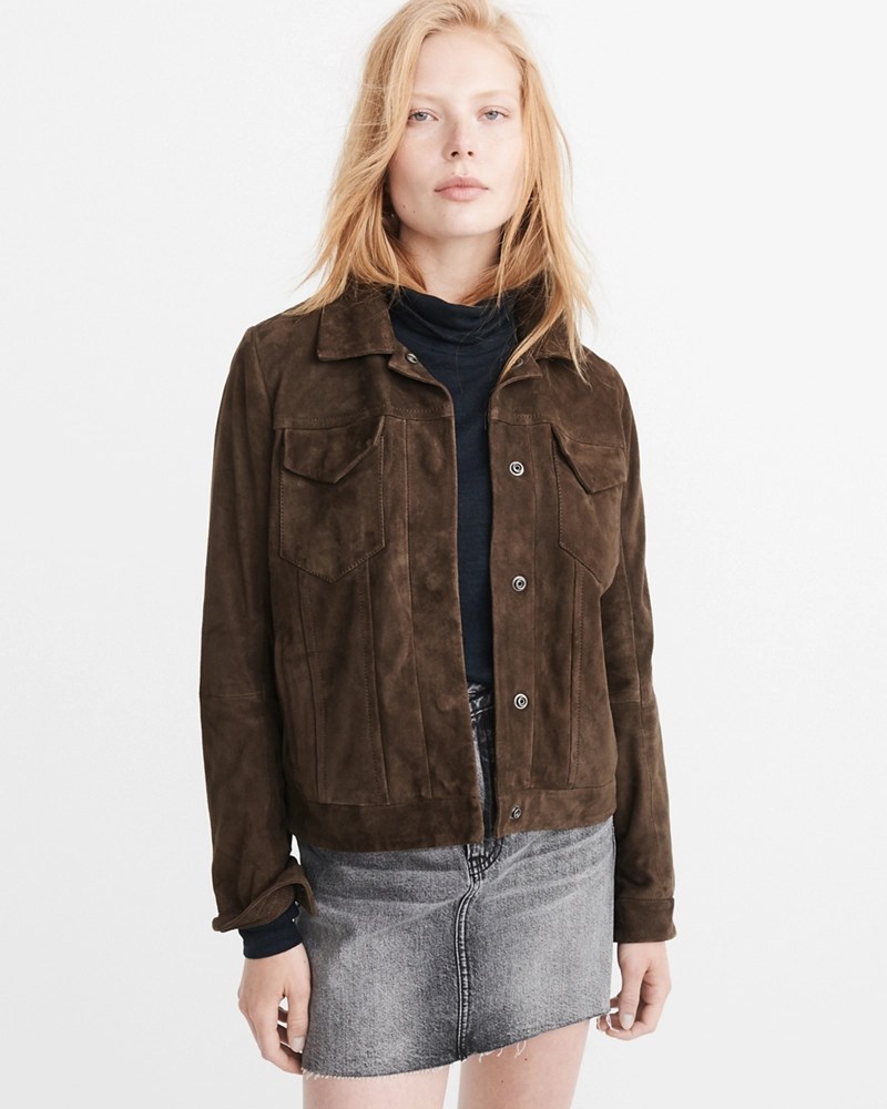 Womens Suede Trucker Jacket Womens Coats & Jackets