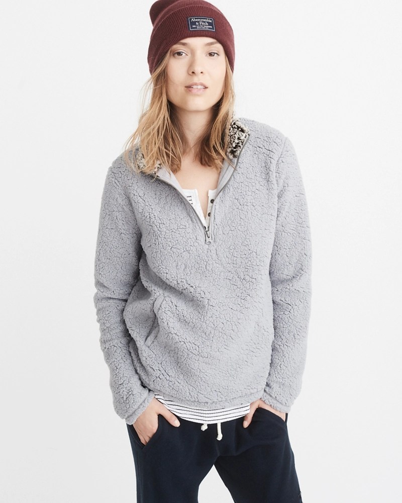 Womens HalfZip Sherpa Pullover Womens Tops
