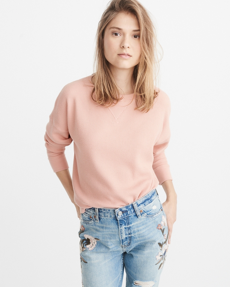 Womens LongSleeve Waffle Tee Womens New Arrivals