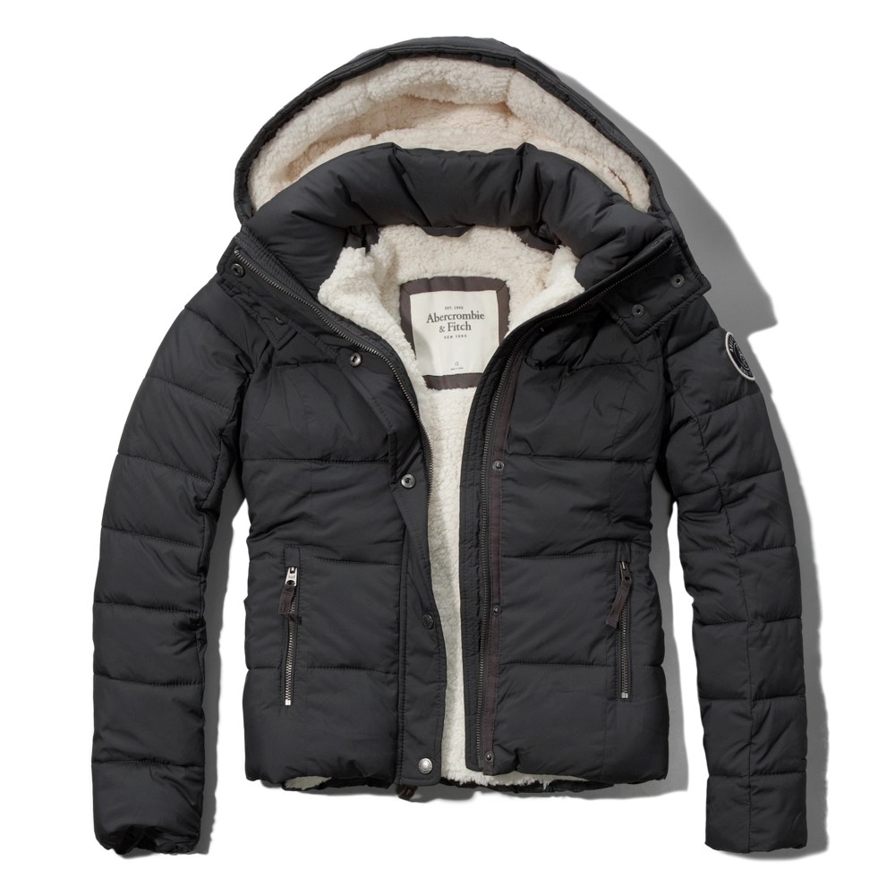 Womens A&F Sherpa Lined Puffer Jacket Womens Exclusives