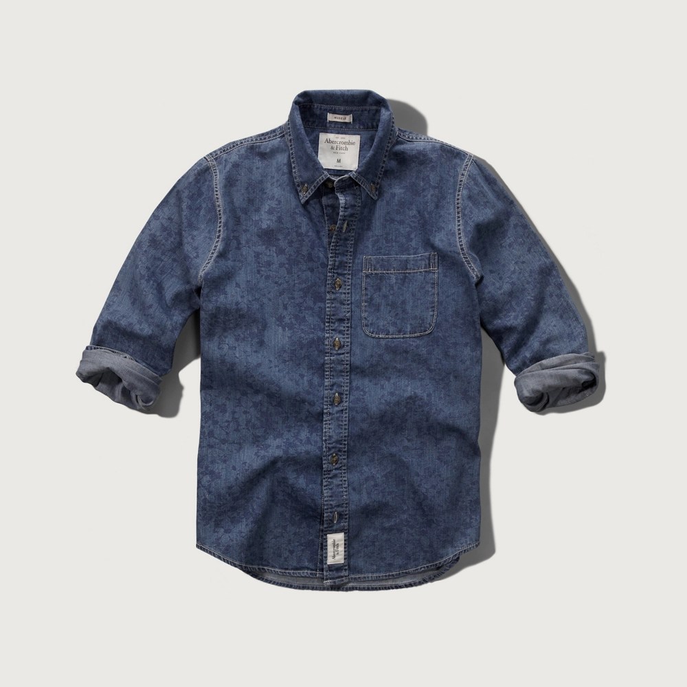 Mens Floral Denim Shirt Mens Shirts