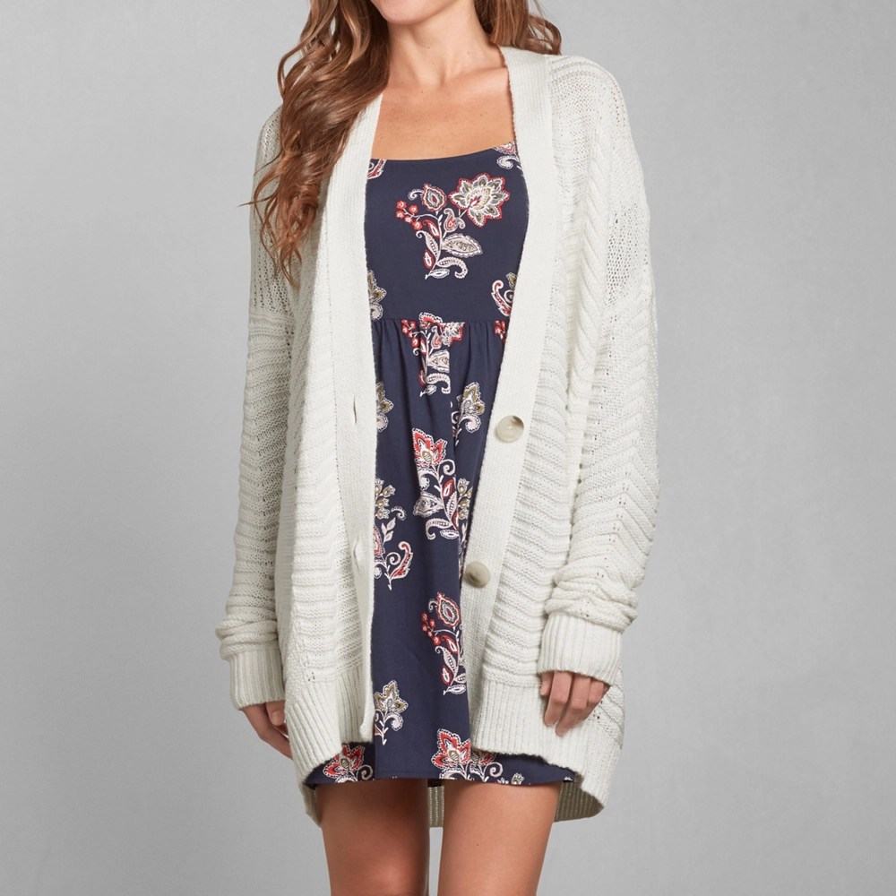 Womens Textured Knit Boyfriend Cardigan Womens Sweaters