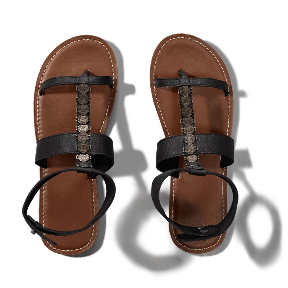 Womens Embellished Leather TStrap Sandals Womens Featured Sale